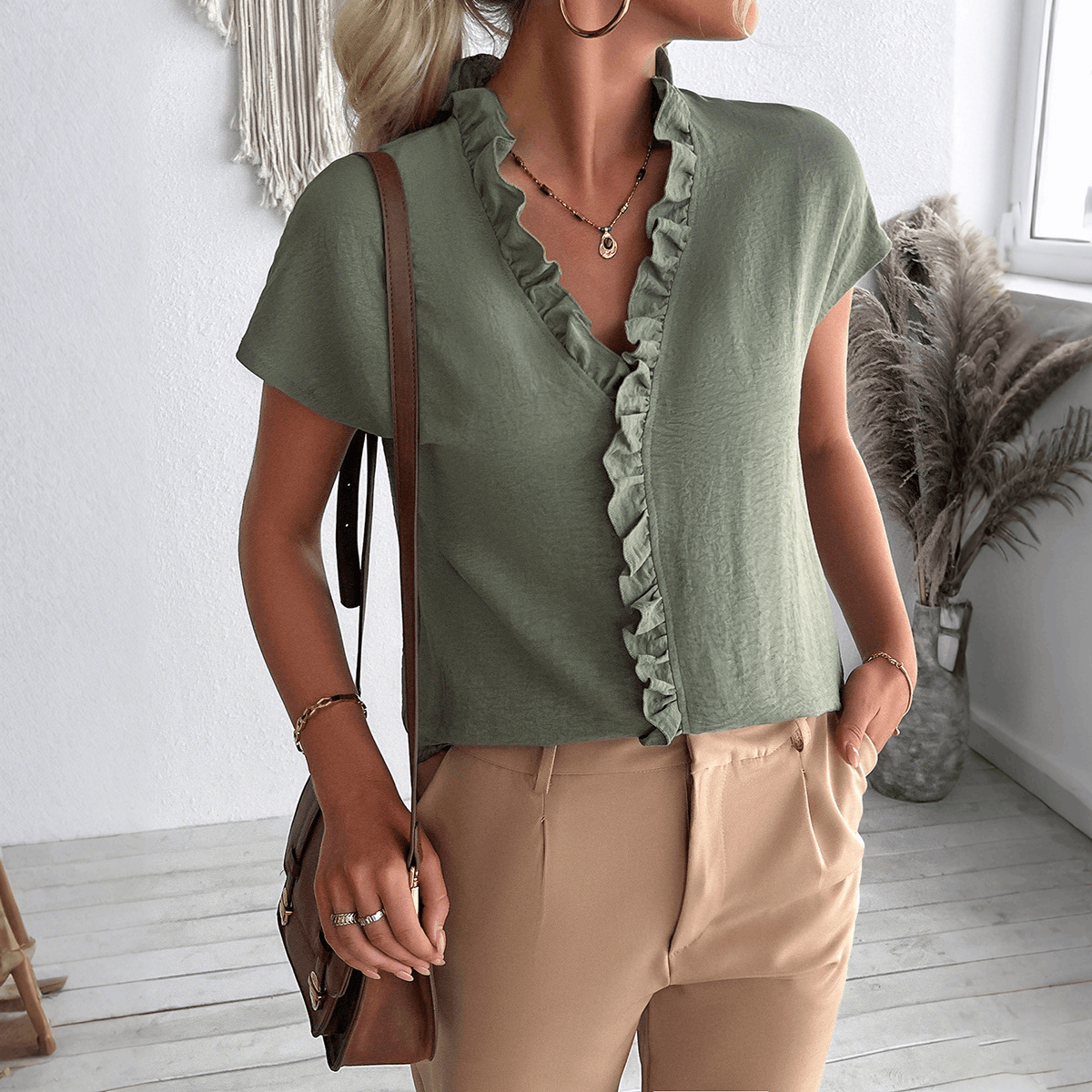Other Casual Simple Stringy Selvedge Short Sleeve Women's Shirt Size S / US 4 / IT 40 - 1 Thumbnail