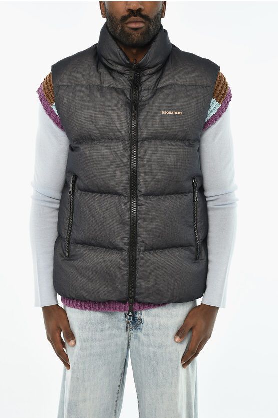 Rip Stop Check Sleeveless Down Jacket