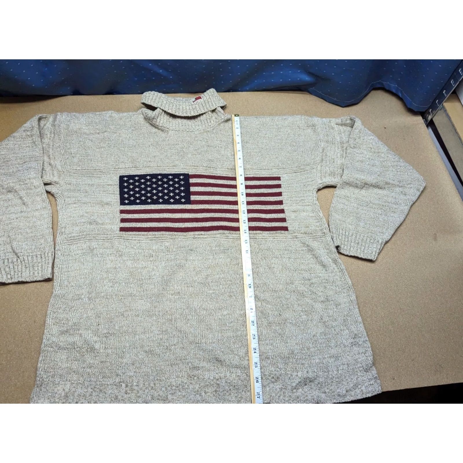 Polo Ralph Lauren VINTAGE Polo Jeans Company Mens Beige Sweater XL Made in USA Flag RARE Pullover Turtleneck Kn Size US XL / EU 56 / 4 - 6 Thumbnail