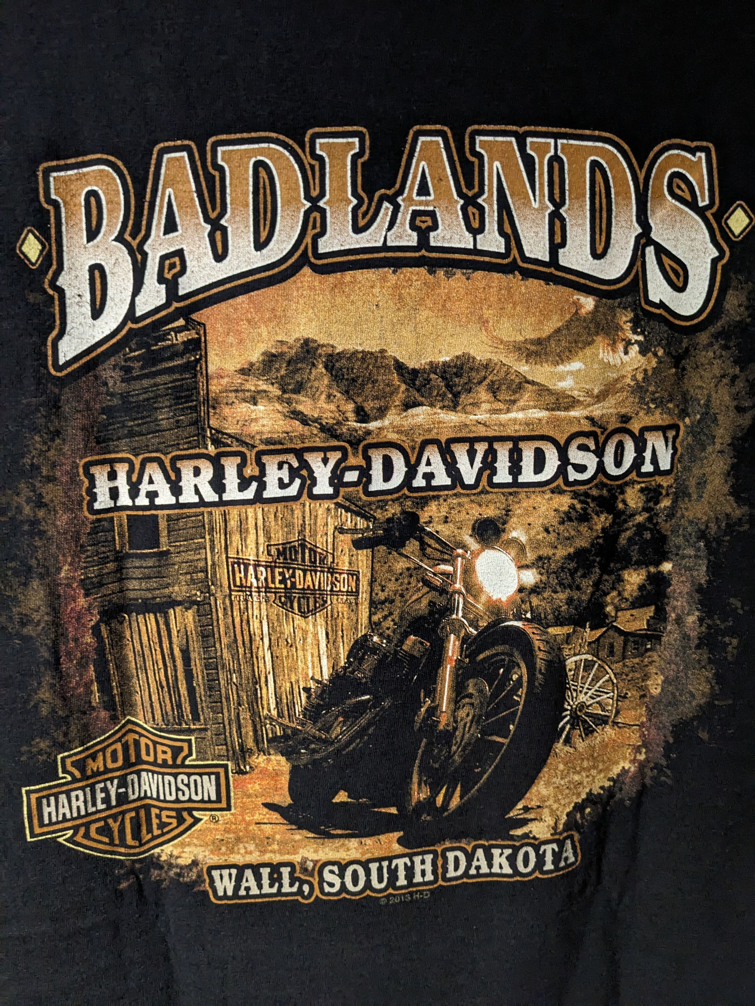 Harley Davidson × Vintage Vintage 2013 Harley Davidson Motorcycle BadLands T-Shirt Size US XL / EU 56 / 4 - 2 Thumbnail