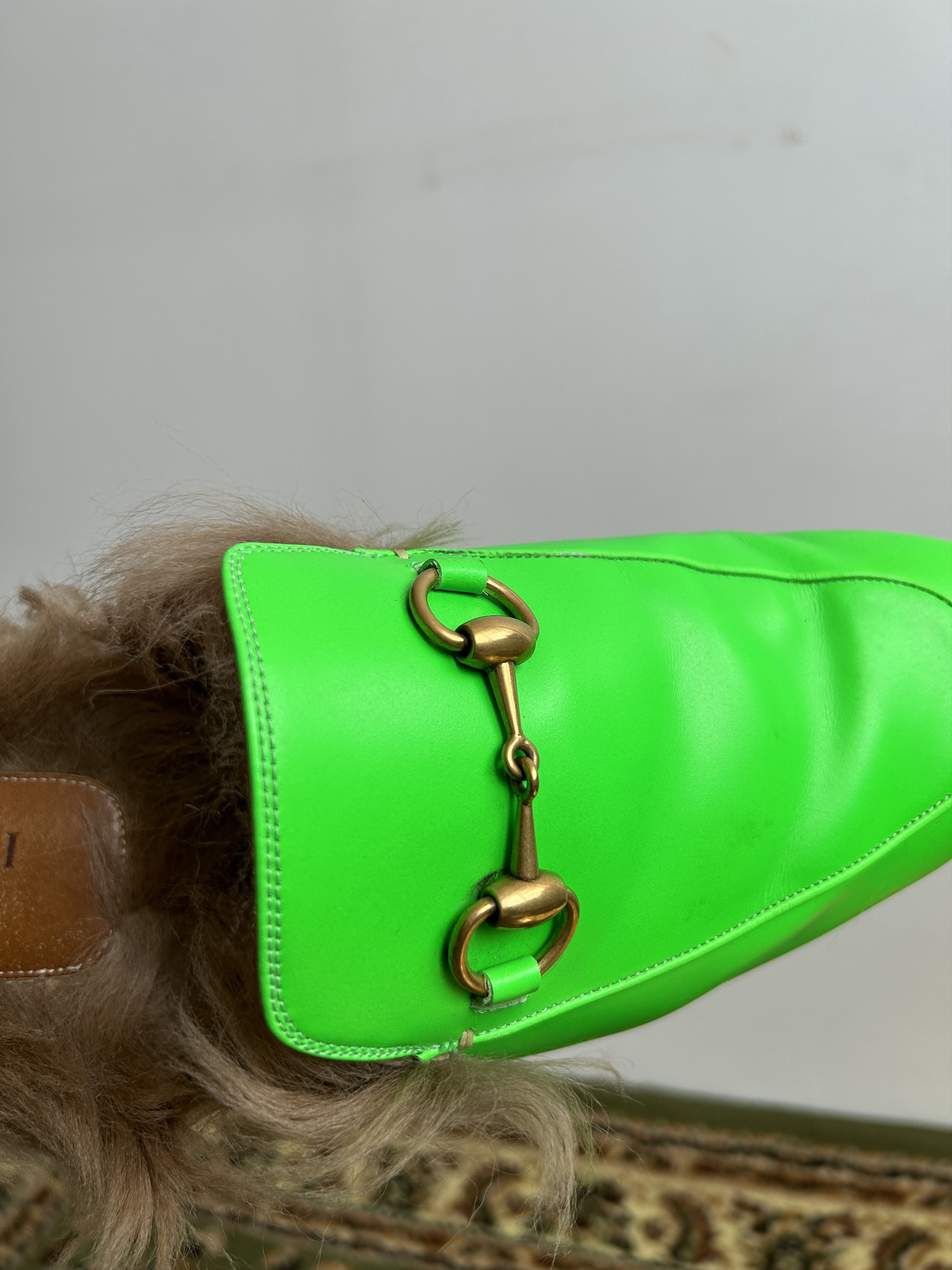 Gucci Gucci princetown horsebit kangaroo fur slip ons neon green Size US 10 / EU 43 - 11 Thumbnail
