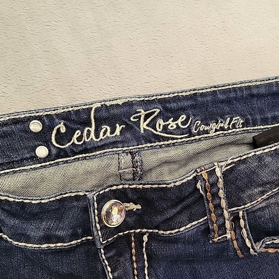 Vintage Cedar Rose Jeans Women 32x32 Blue Embroidered Western Cowboy Whip Stitch Bootcut Denim 5-Pocket Stretch Regular Rise Mid Blue Womens Size 24" / US 00 / IT 34 - 4 Thumbnail