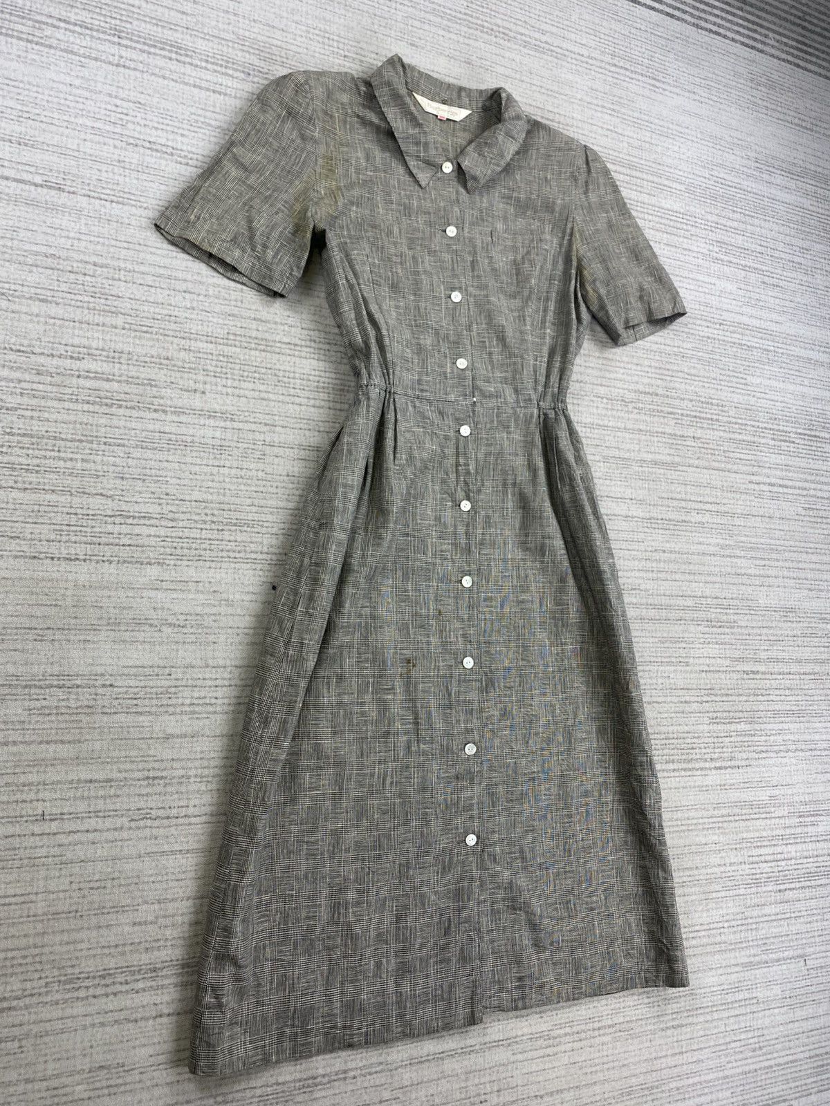 Burberry × Japanese Brand × Vintage Vintage Burberry Checked Full Button Stain Dress Size S / US 4 / IT 40 - 3 Thumbnail