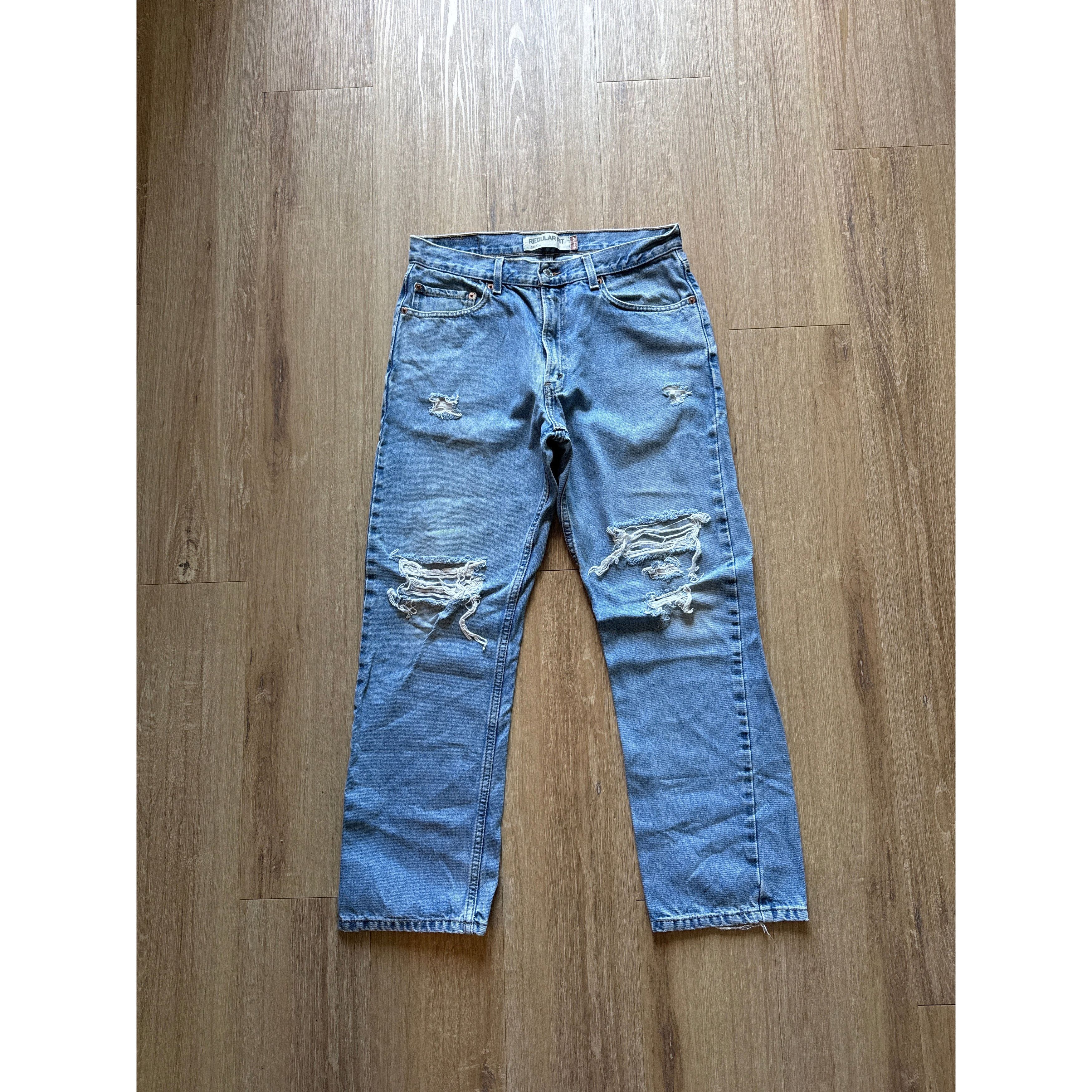 Levi's Levi’s 505 Regular Fit Distressed Light Washed Denim Jeans Size US 34 / EU 50 - 1 Thumbnail