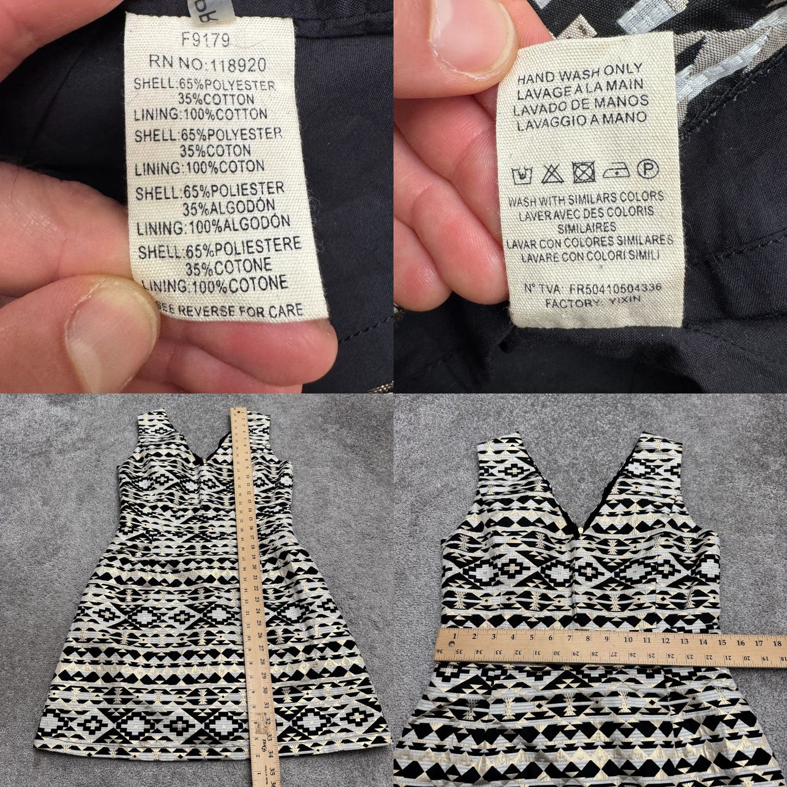 Vintage VINTAGE not FRNCH Paris Geometric Aztec Mini Shift Dress Womens Large Gold Black Sleeveless Size L / US 10 / IT 46 - 8 Thumbnail