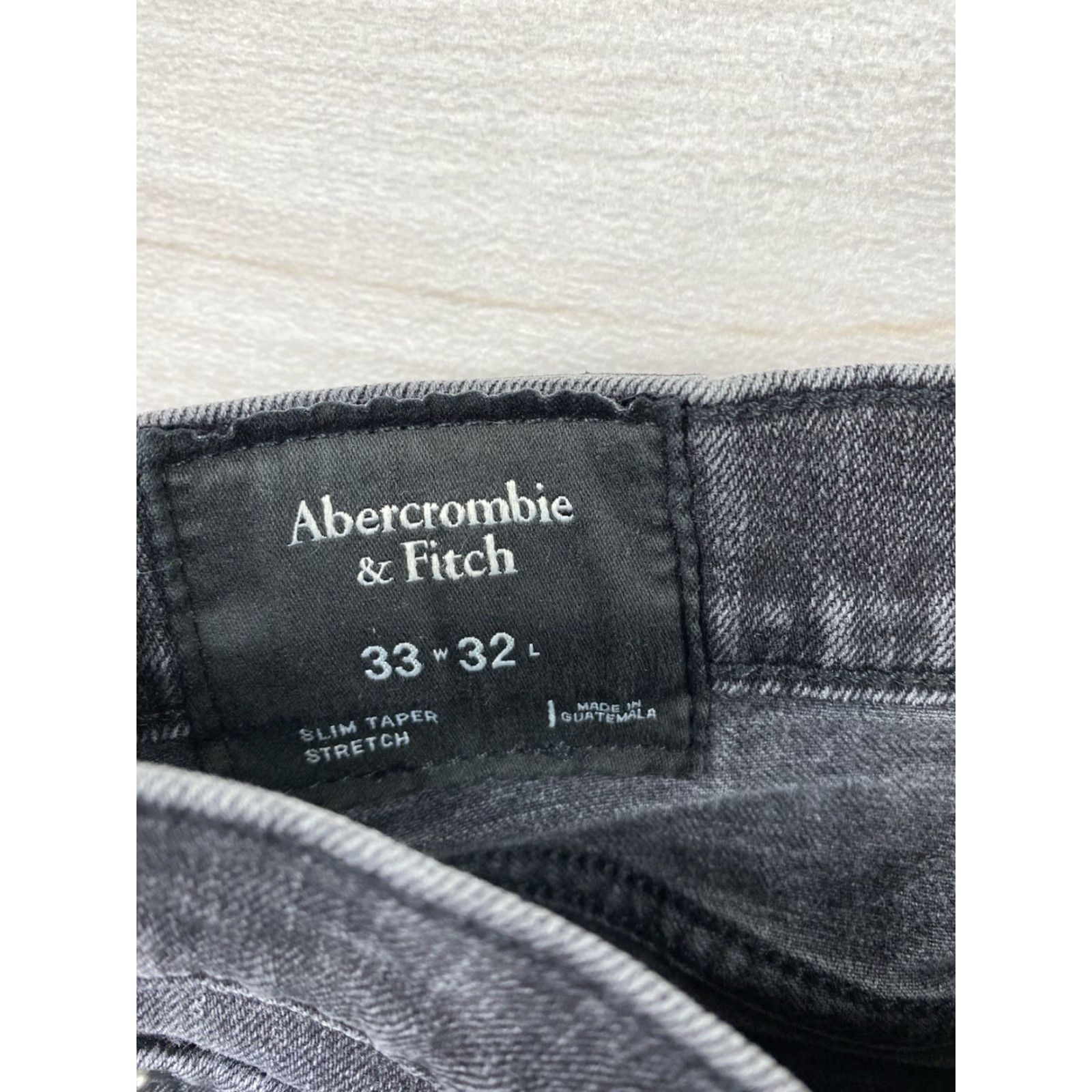 Abercrombie & Fitch Abercrombie & Fitch Jeans Slim Mens 33 x 32 Black Distressed Stretch Tapered Zip 5-Pocket Denim - 90s Theme, Regular Fit, Size 33 Black Mens Jeans Size US 33 - 7 Thumbnail