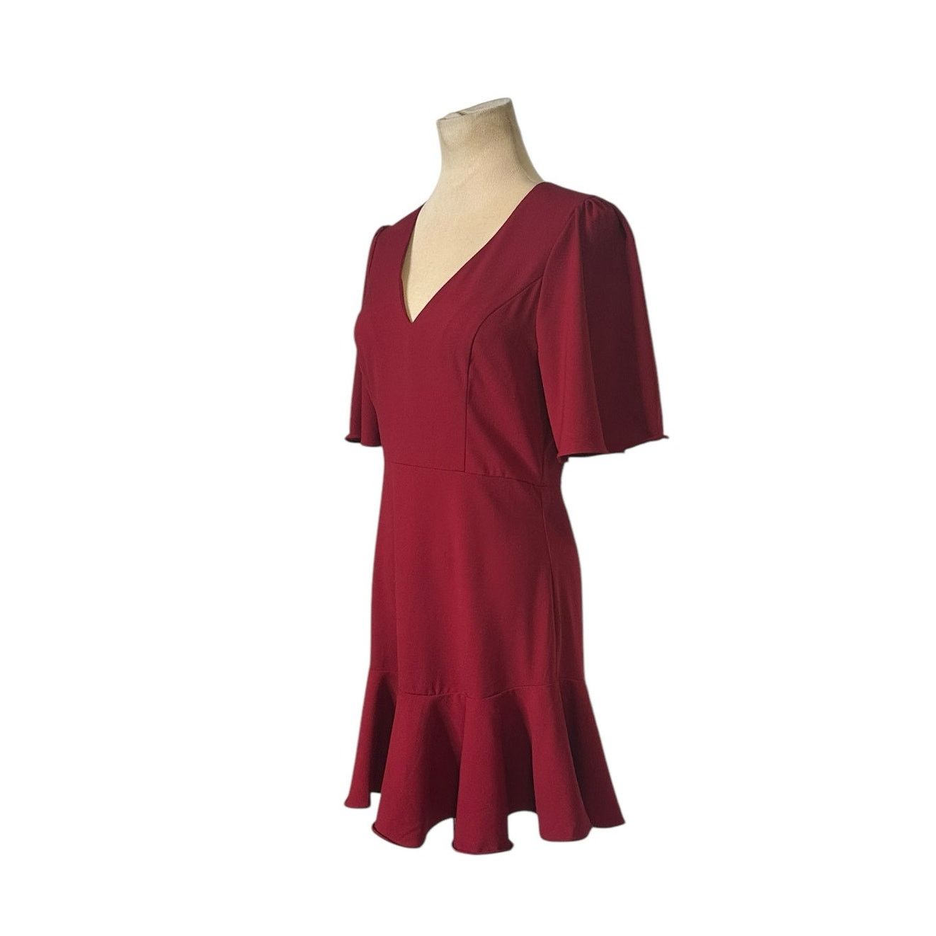 Forever 21 Forever 21 burgundy flouncy hem sheath mini dress size Small Size S / US 4 / IT 40 - 8 Thumbnail