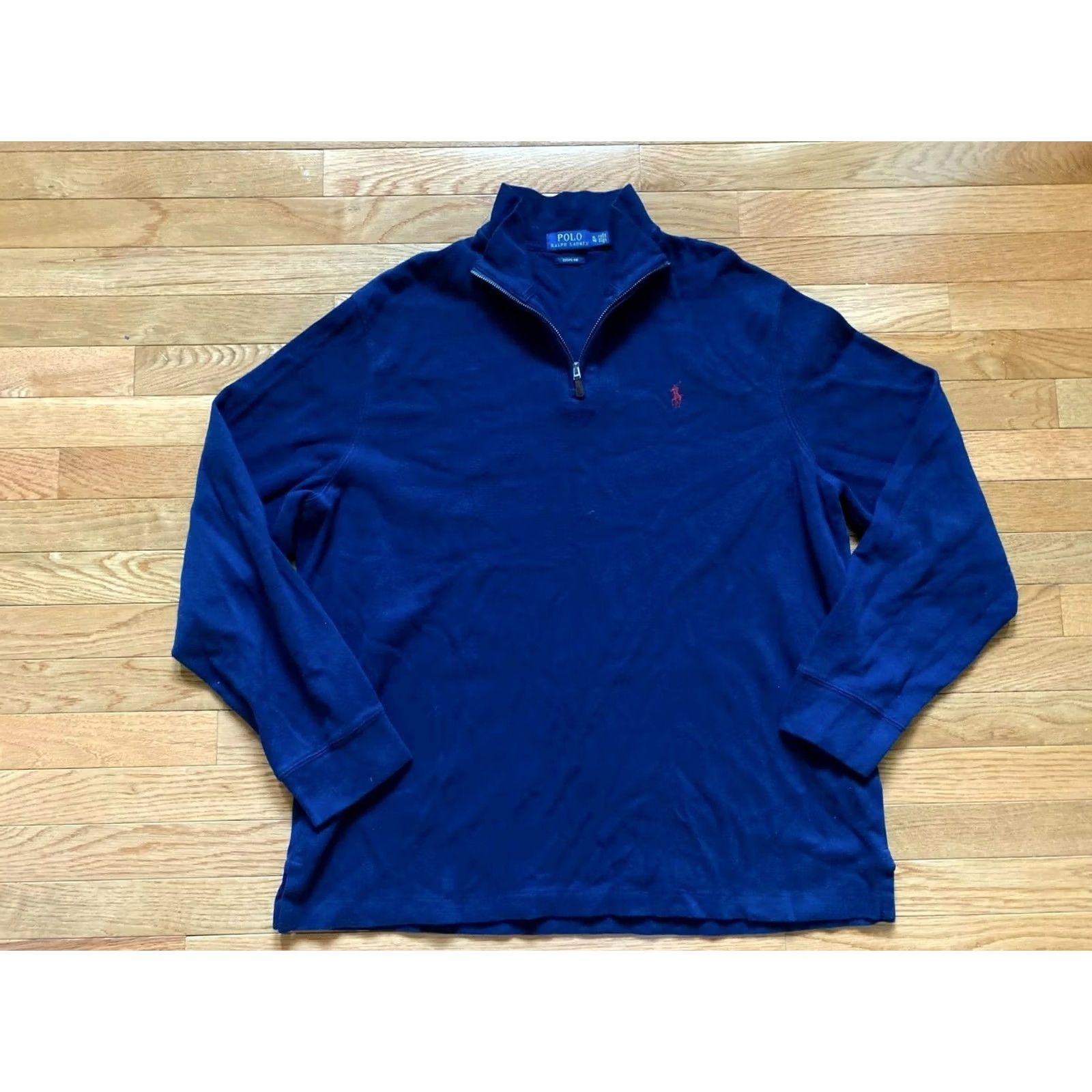 Polo Ralph Lauren VINTAGE Polo Ralph Lauren Navy Blue Estate Rib 1/4 Zip Pullover Sweater MEN'S XL Size Navy Blue Rib 1/4 Zip Pullover Sweater Mens XL Size US XL / EU 56 / 4 - 2 Thumbnail