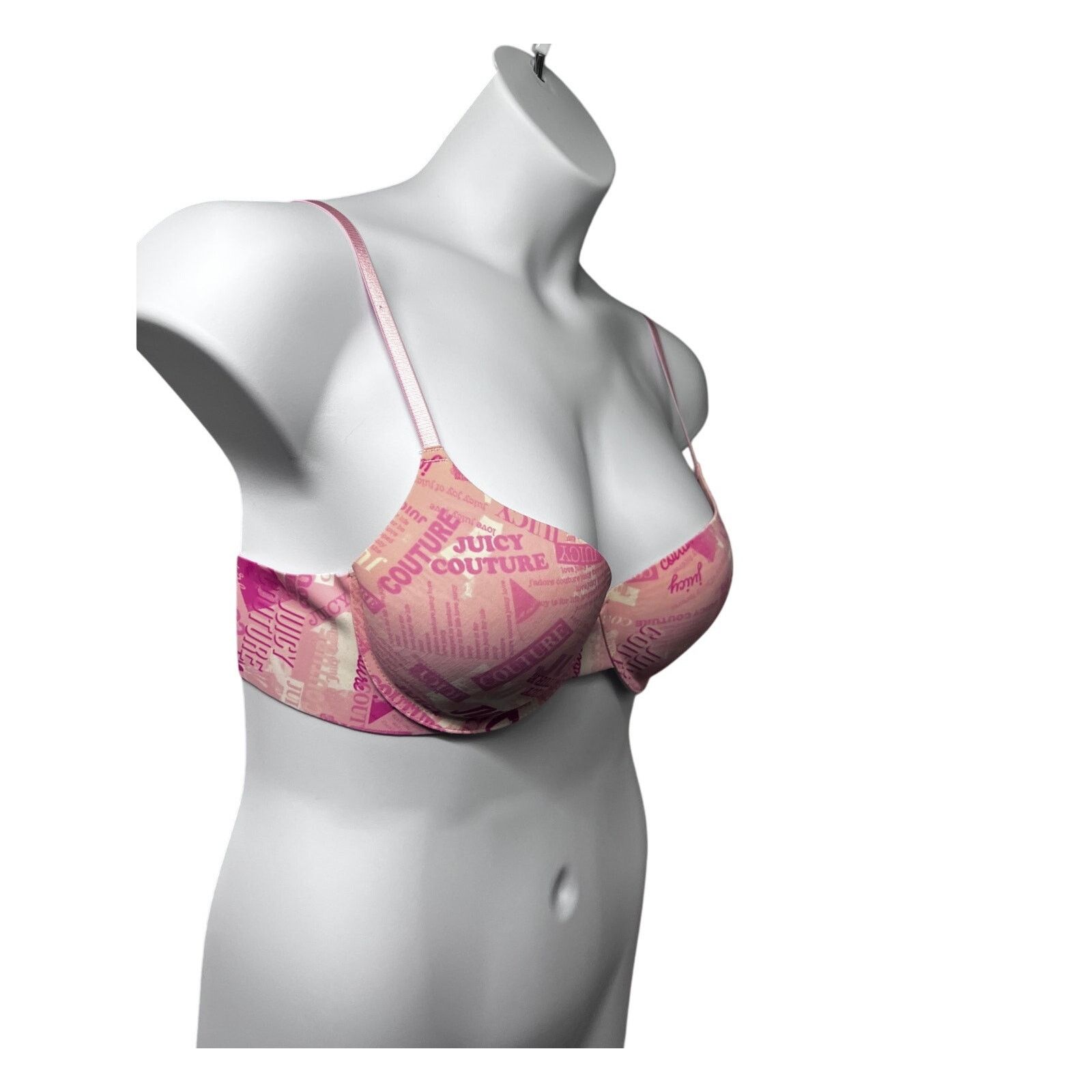 Juicy Couture Juicy Couture Pink Underwire Pushup Padded Bra 36C Spell Out Size ONE SIZE - 2 Thumbnail