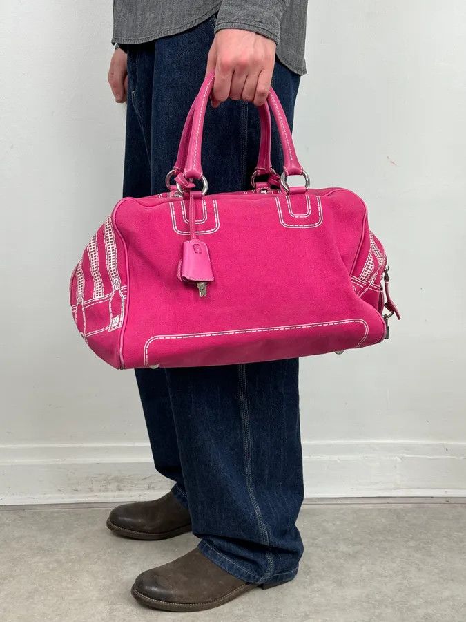 Dolce & Gabbana AW2010 Dolce & Gabbana Fuchsia Pink Canvas Trompe Loeil Zip Bag Size ONE SIZE - 4 Thumbnail