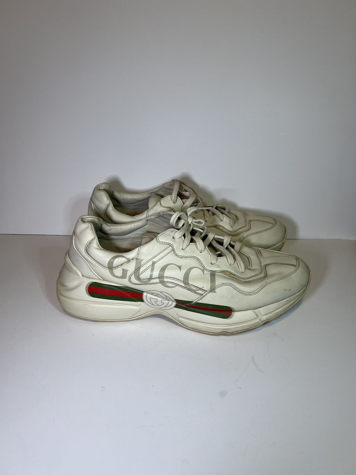 Gucci Gucci Rhyton leather sneakers in ivory vintage gucci logi Size US 13 / EU 46 - 3 Thumbnail