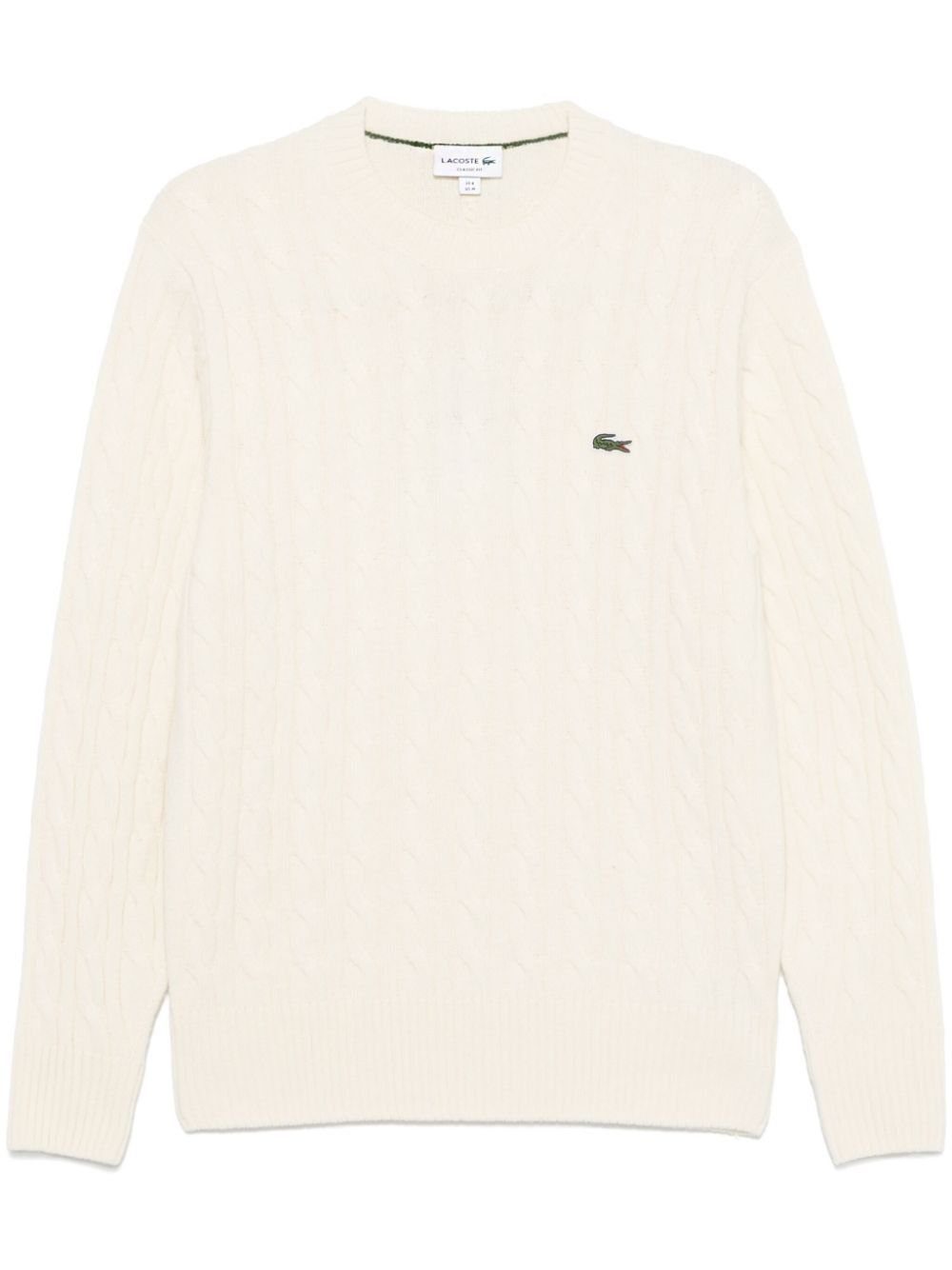 o1s22i1n1124 Cable Knit Wool Pullover Sweater in Ivory