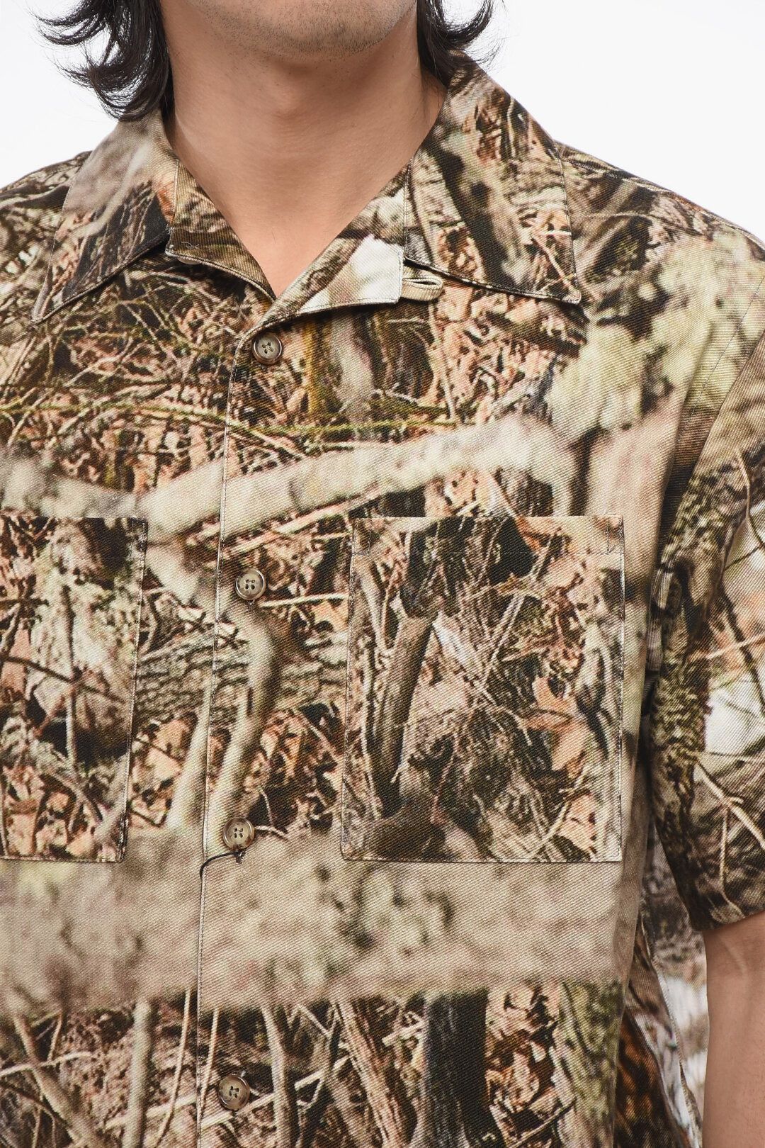 1989 STUDIO og1mm0725 Cotton Camouflage Bowling Shirt in Brown Size US S / EU 44-46 / 1 - 3 Thumbnail