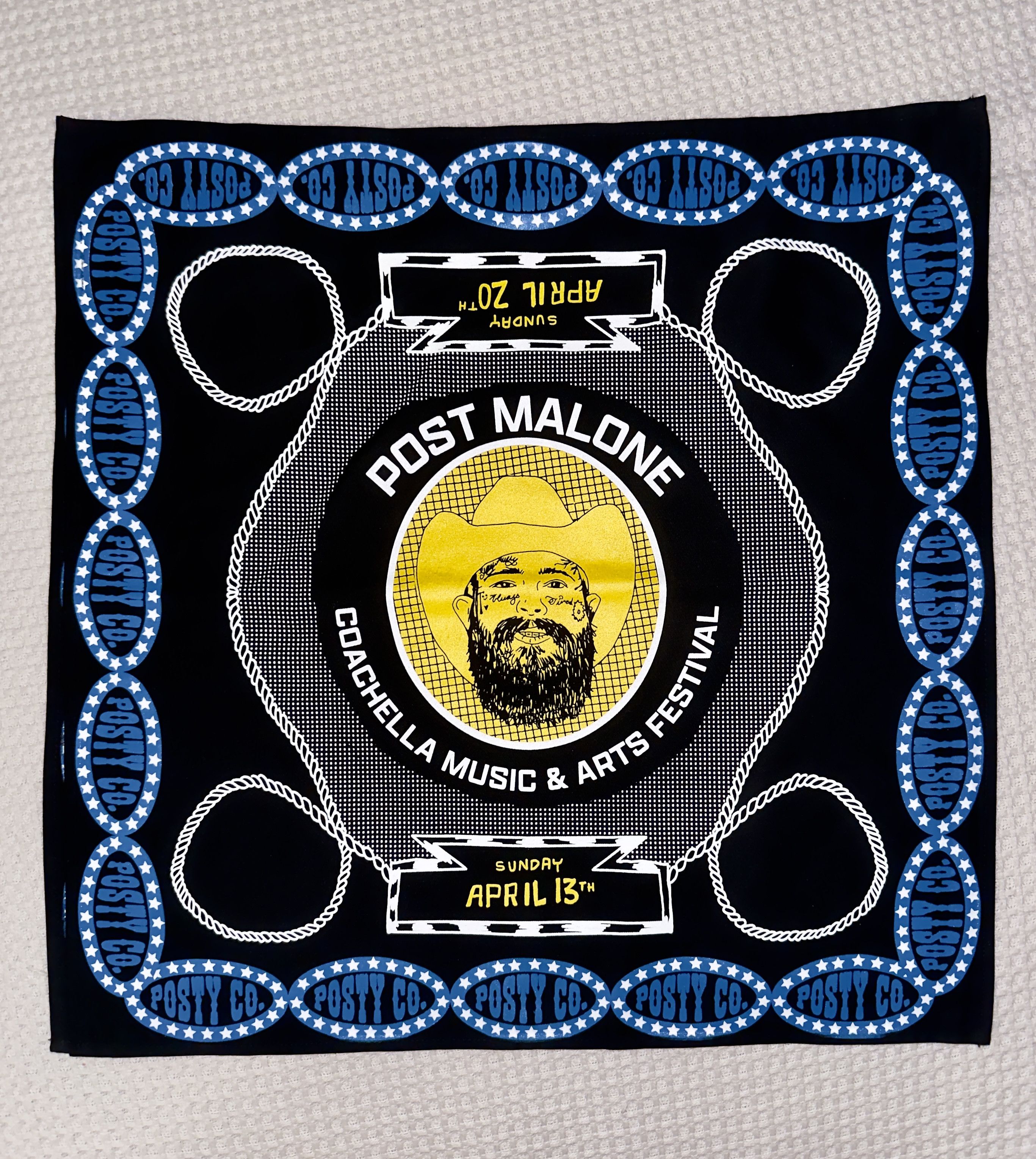 Rap Tees Post Malone 2025 Coachella Bandana Size ONE SIZE - 1 Preview