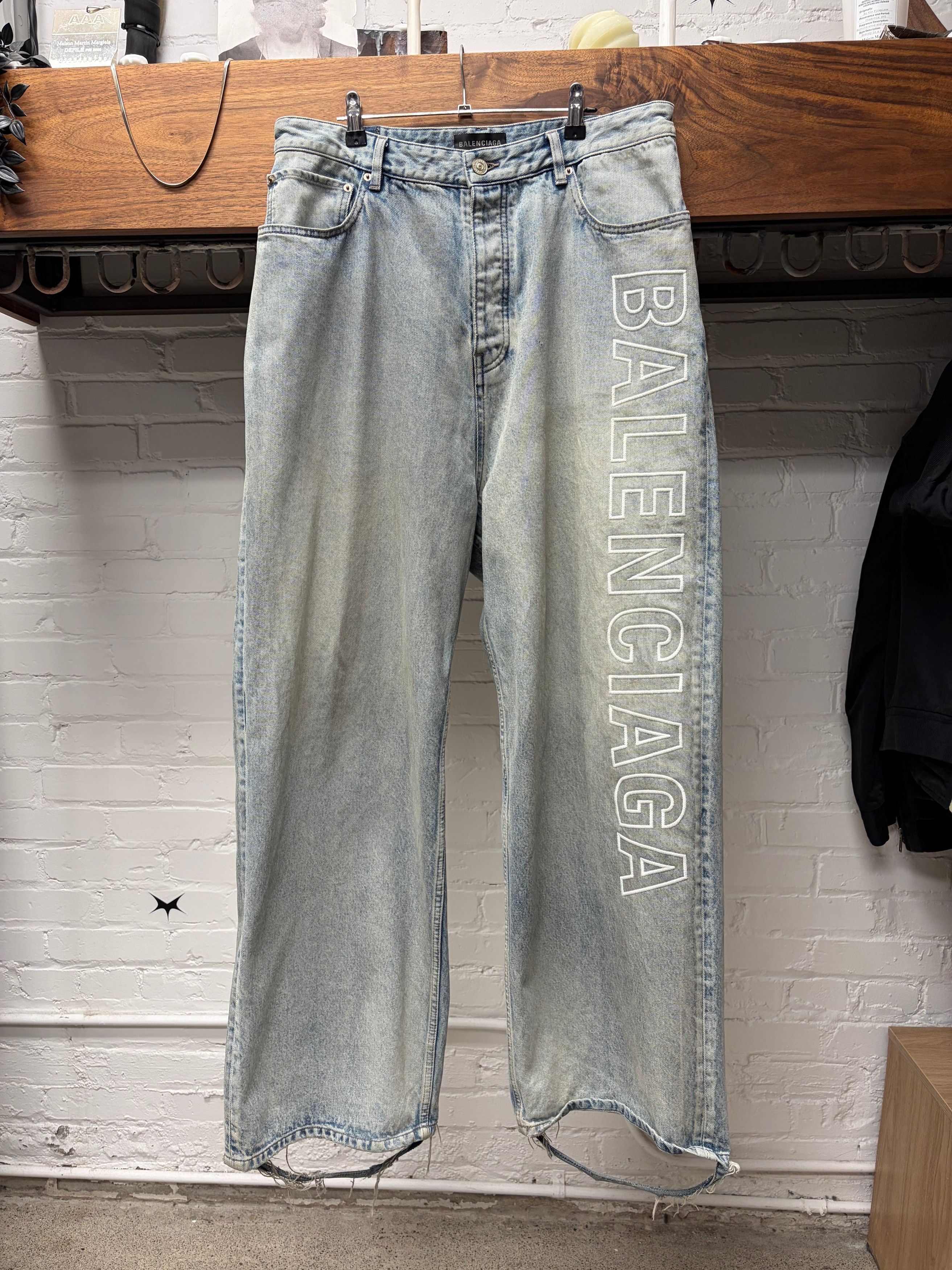 Balenciaga SS2024 Balenciaga ‘Outline’ Washed Blue Baggy Denim Size US 34 / EU 50 - 1 Thumbnail