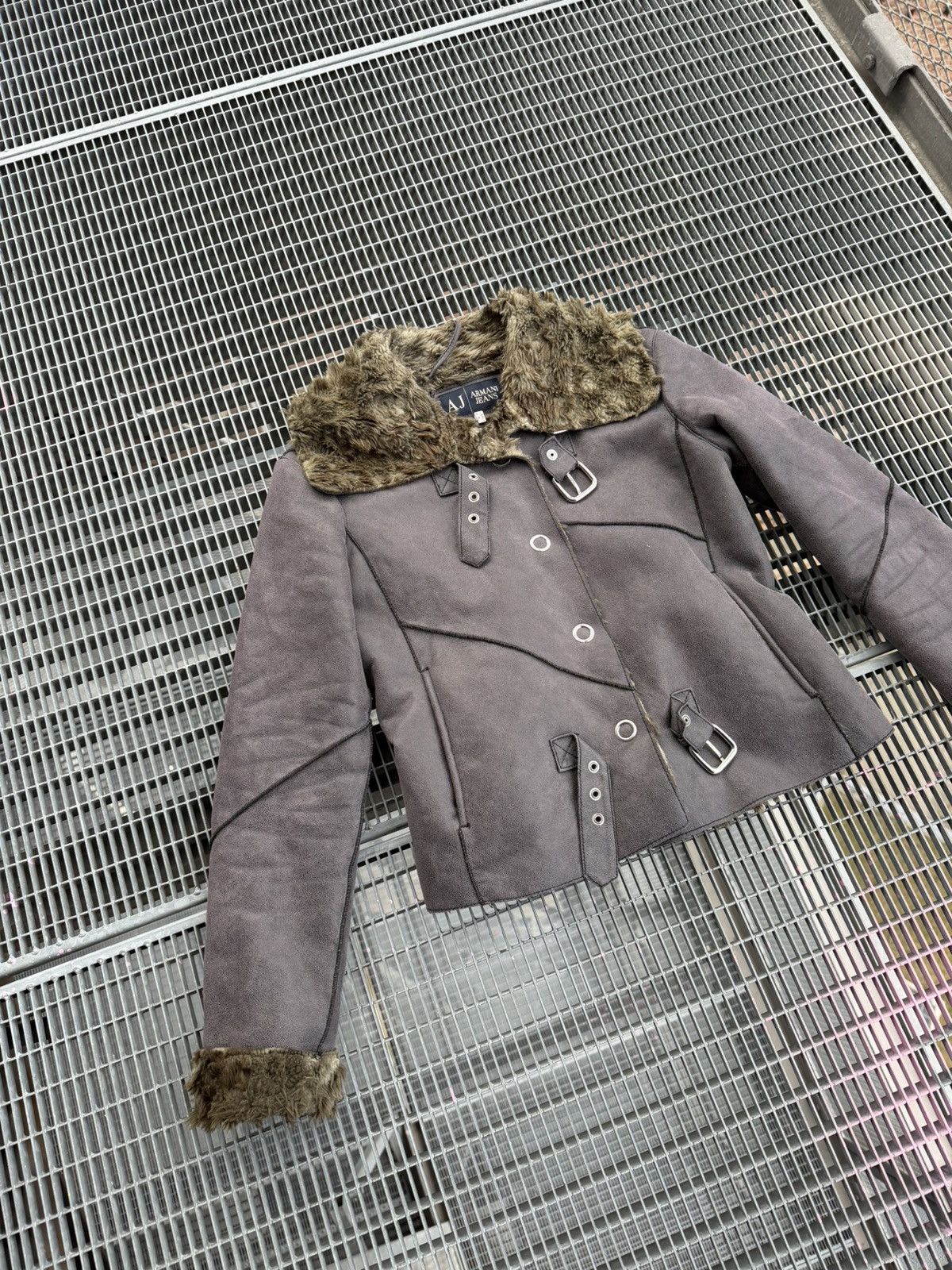 Armani Armani Jeans Suede Mohair Fuzzy Jacket Size S / US 4 / IT 40 - 3 Thumbnail
