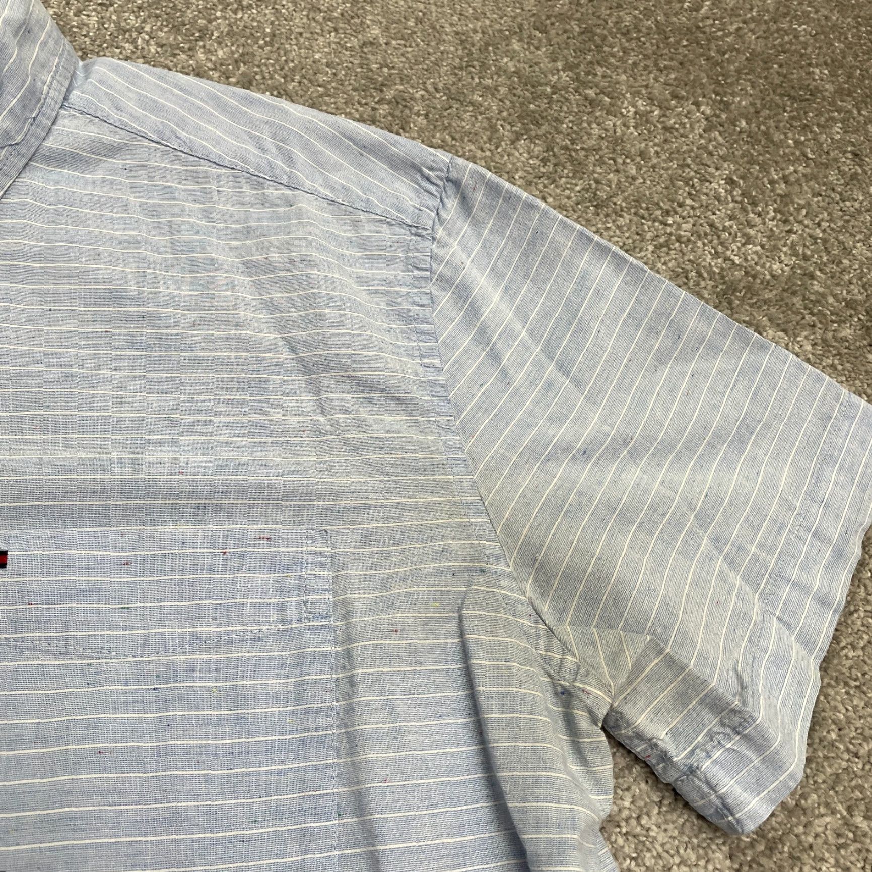 Tommy Hilfiger Tommy Hilfiger Classic Fit Shirt Men L Blue White Stripe Short Sleeve Casual Size US L / EU 52-54 / 3 - 6 Thumbnail