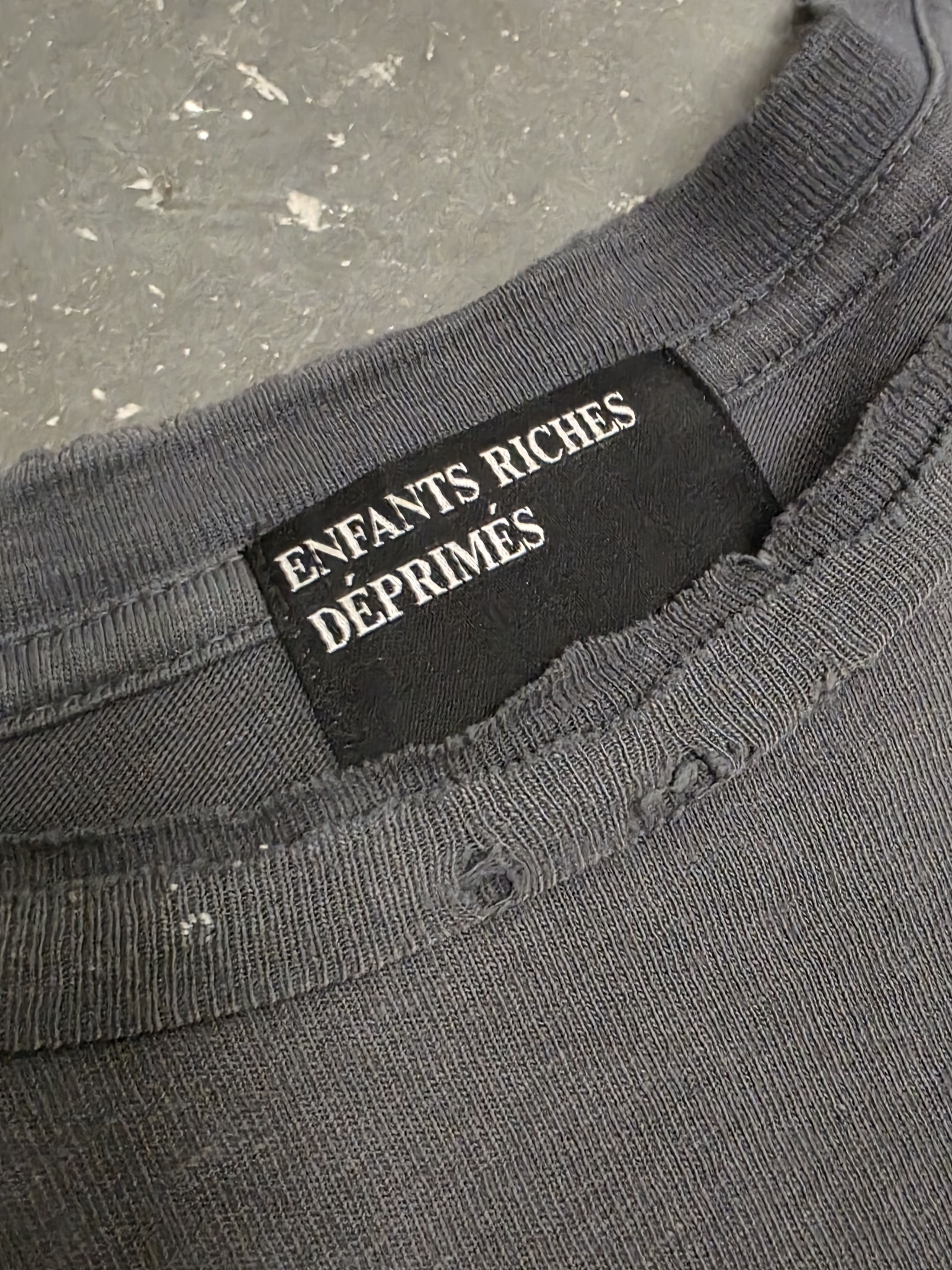 Enfants Riches Deprimes Thrashed Logo Tee - Grey Size US XL / EU 56 / 4 - 5 Thumbnail