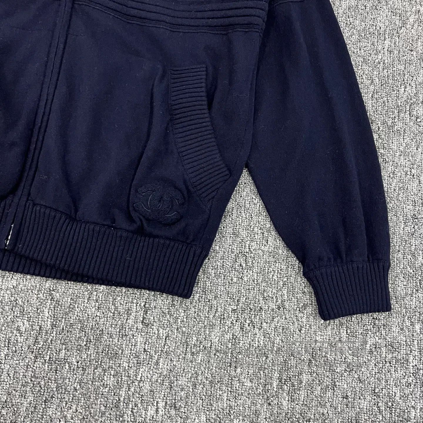 Chanel Chanel size 44 Bluish-black knitted zipper jacket| Size XL / US 12-14 / IT 48-50 - 4 Thumbnail