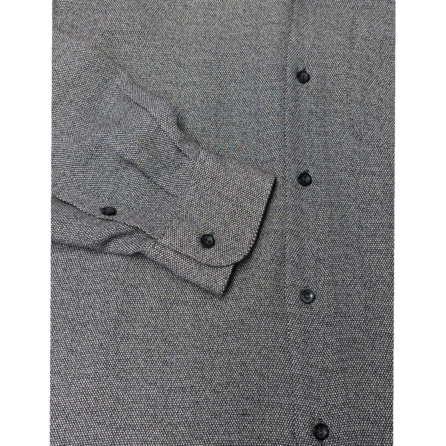 Zanella Zanella Mens L Gray Black Micro Dot Pattern Button Down Dress Shirt Made Italy Size 42R - 3 Thumbnail