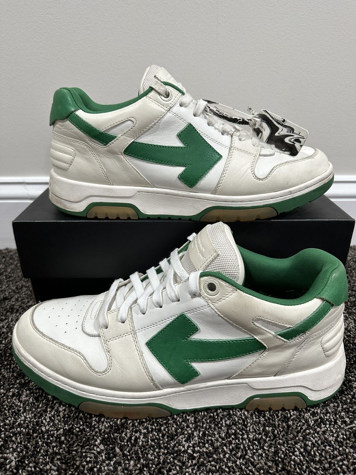 Pre-owned Off White X Virgil Abloh Off-white Virgil Out Of Office Ooo White/green Sneakers