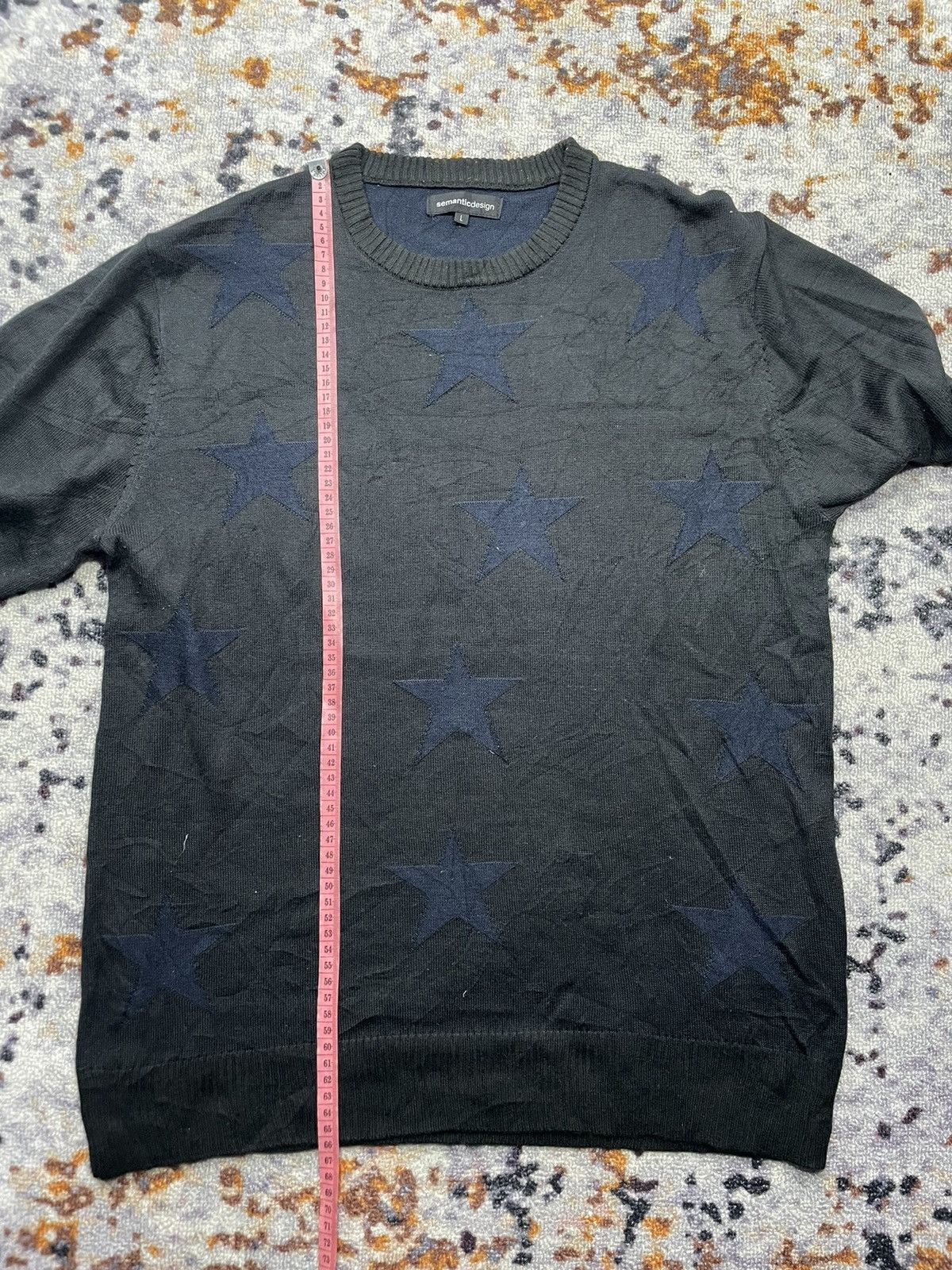 Beauty Beast × Japanese Brand SEMANTIC DESIGN GRUNGE STAR PRINT KNIT Size US L / EU 52-54 / 3 - 8 Thumbnail