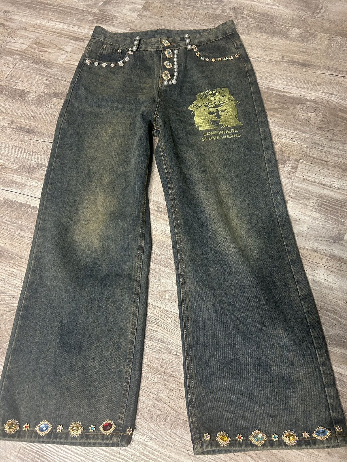Designer × Japanese Brand Concho Rhinstone Denim Stack Size US 34 / EU 50 - 7 Thumbnail
