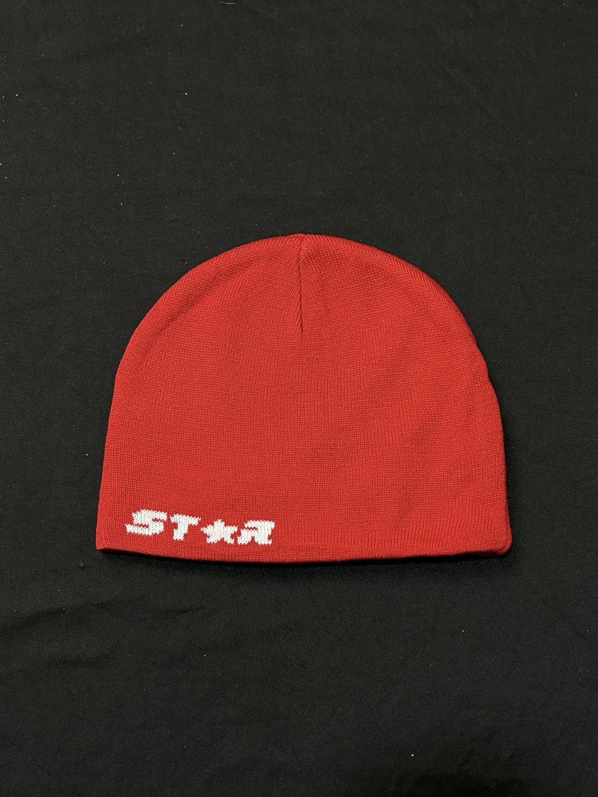 Japanese Brand Deadstock Star Dept Logo No Cuff Knit Red Beanie Hats OS Size ONE SIZE - 5 Thumbnail