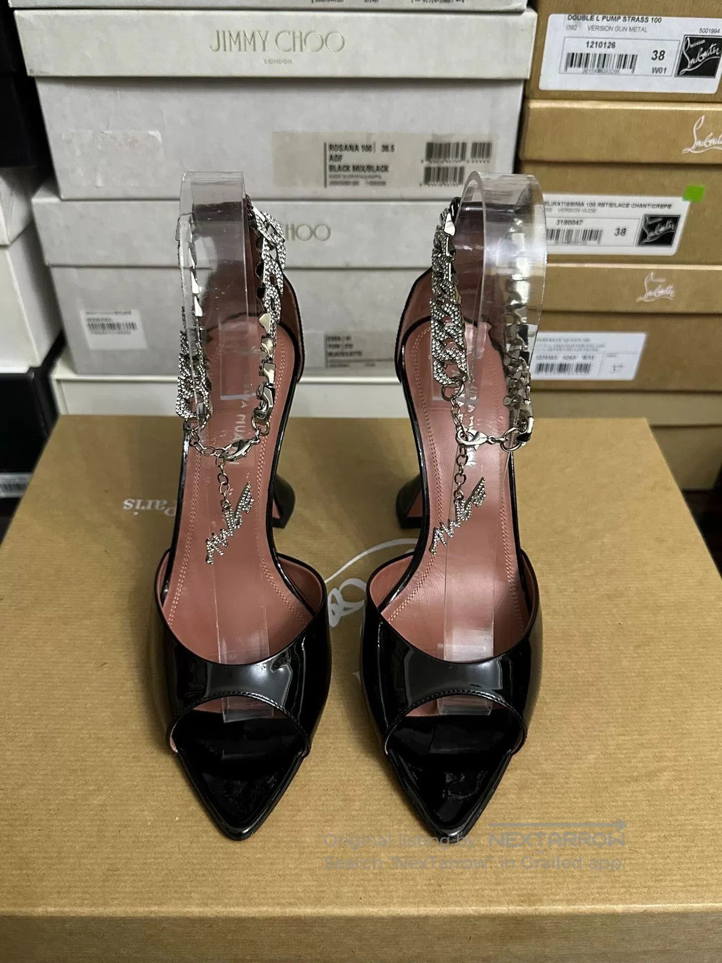 Other Amina Muaddi Black Chain High Heels. Size US 6 / IT 36 - 1 Thumbnail