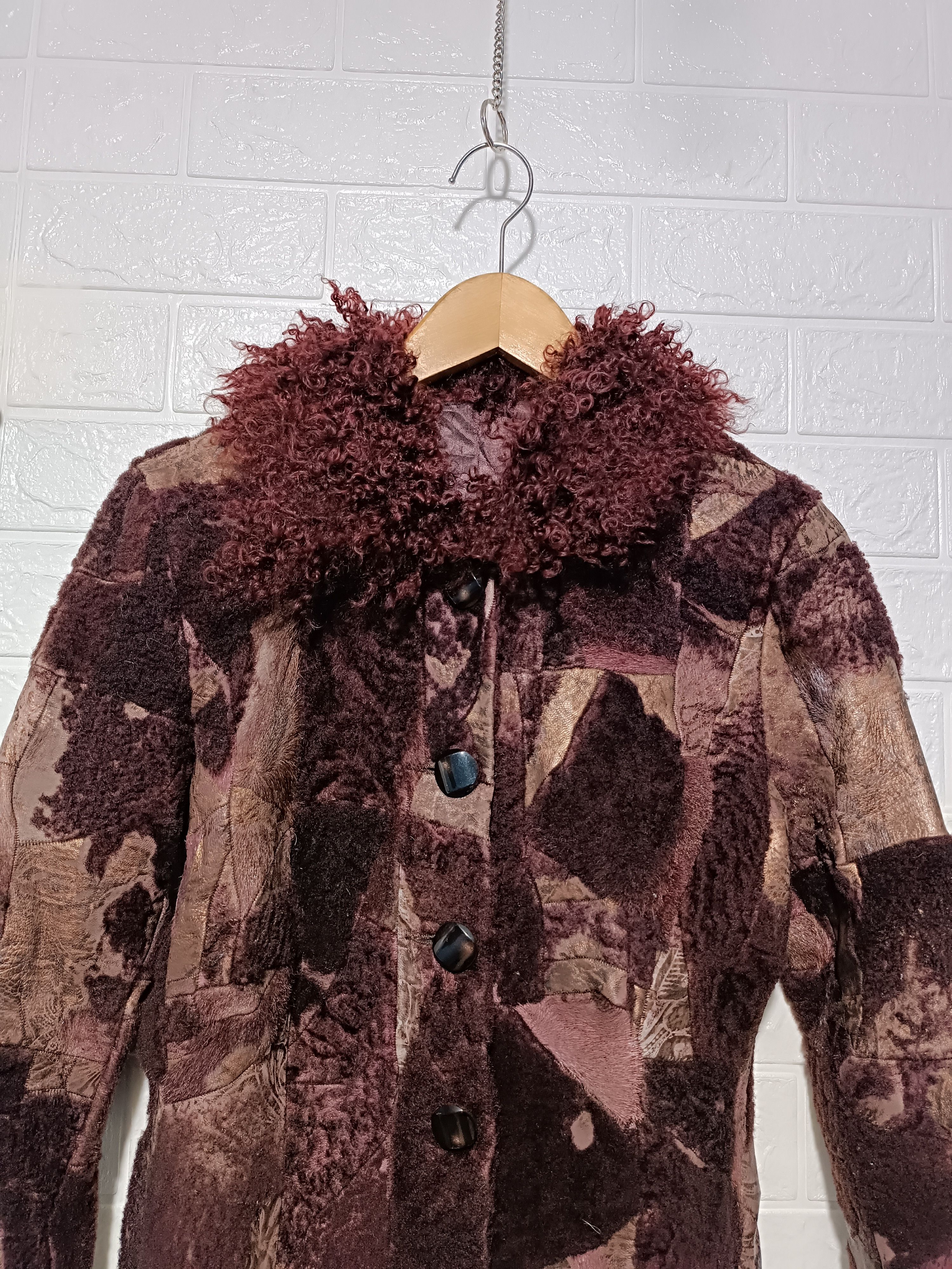 Other Extra Fine Leather Jacket Fur Mix Pabric Coats Red Purple Size ONE SIZE - 2 Thumbnail