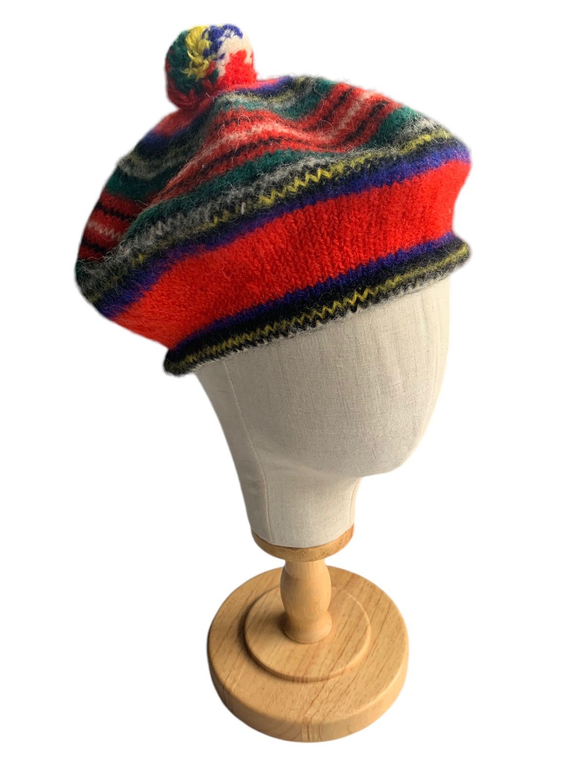Japanese Brand × Vintage Multicolour Wool Made in scotland Beret Hats🌈 Size ONE SIZE - 4 Thumbnail