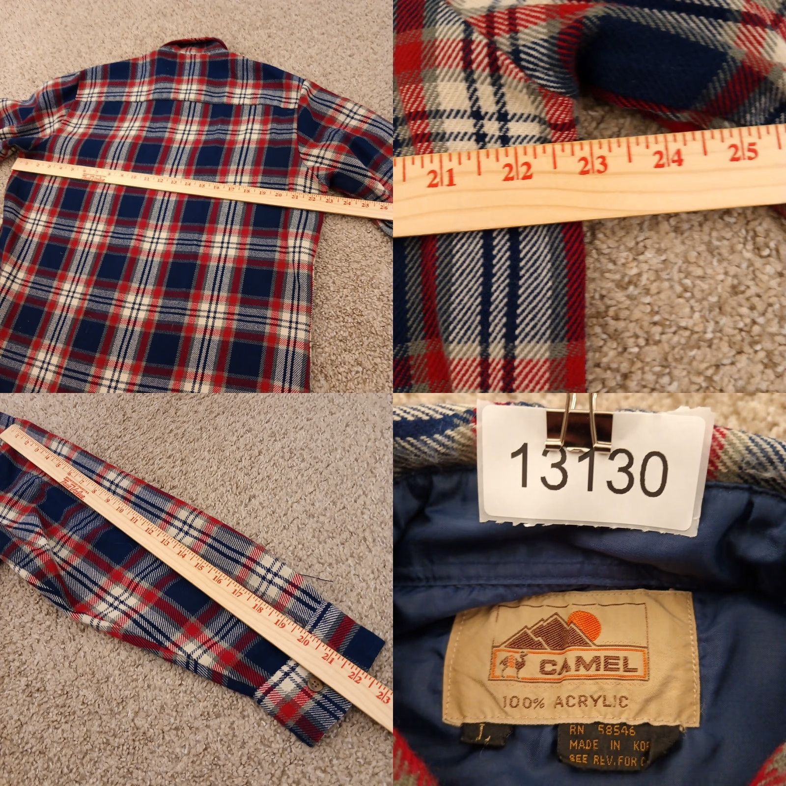 Camel VINTAGE Camel Shirt Mens L Red Plaid Long Sleeve Button Up Pockets Acrylic Size US L / EU 52-54 / 3 - 8 Thumbnail