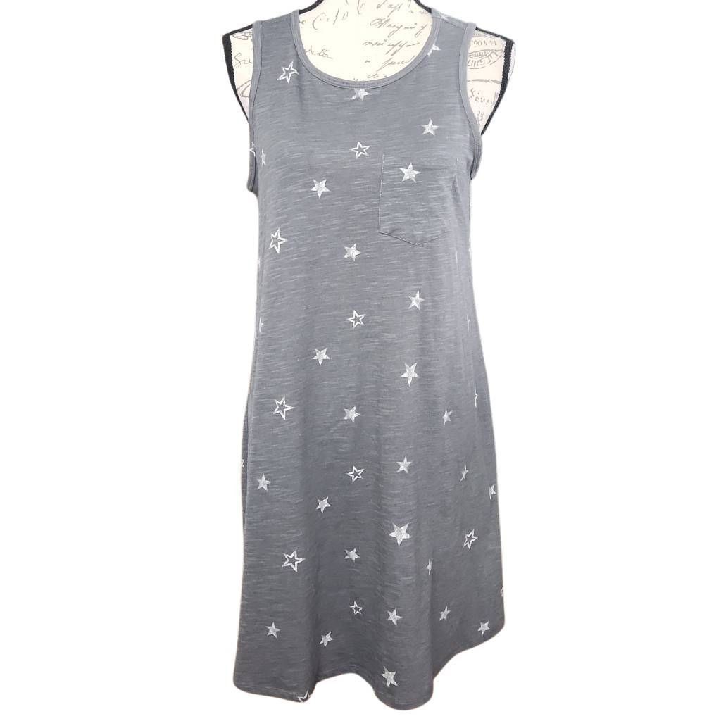 Sonoma Sonoma Women's Size Medium Gray White Star Print Tank Swing Size M / US 6-8 / IT 42-44 - 1 Thumbnail