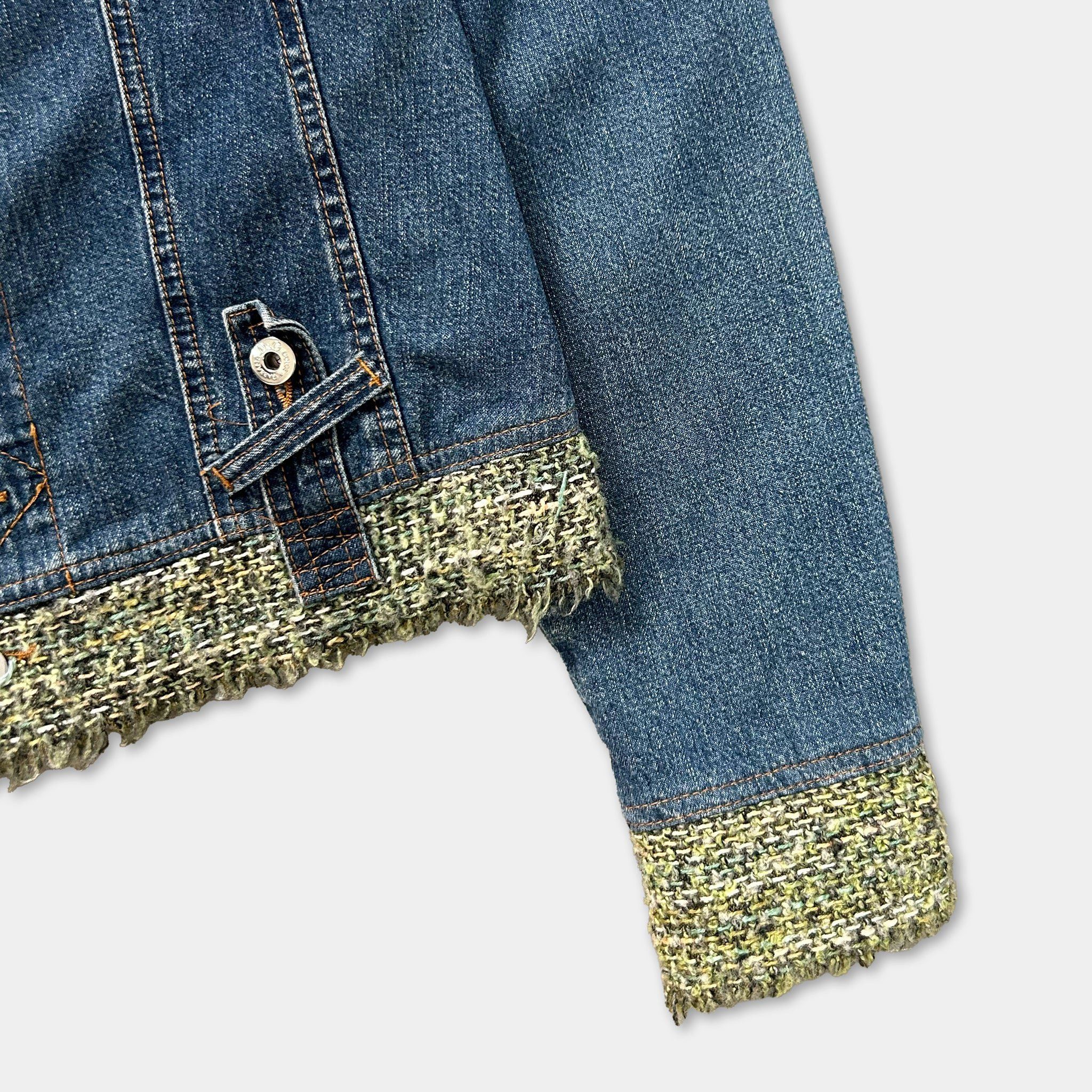 Dolce & Gabbana Dolce & Gabbana Tweed Fringed Denim Jacket Size US S / EU 44-46 / 1 - 2 Thumbnail