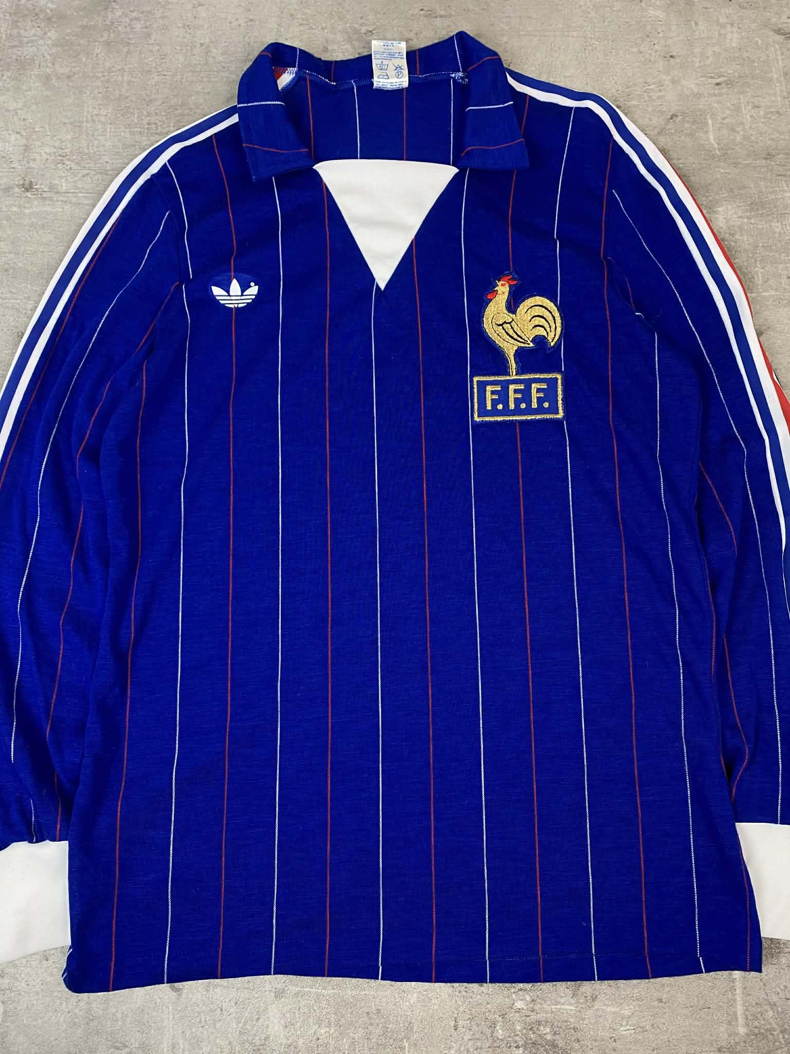 Adidas Vintage Adidas France Blue Jersey Soccer 1980s Longsleeve Size US S / EU 44-46 / 1 - 6 Thumbnail
