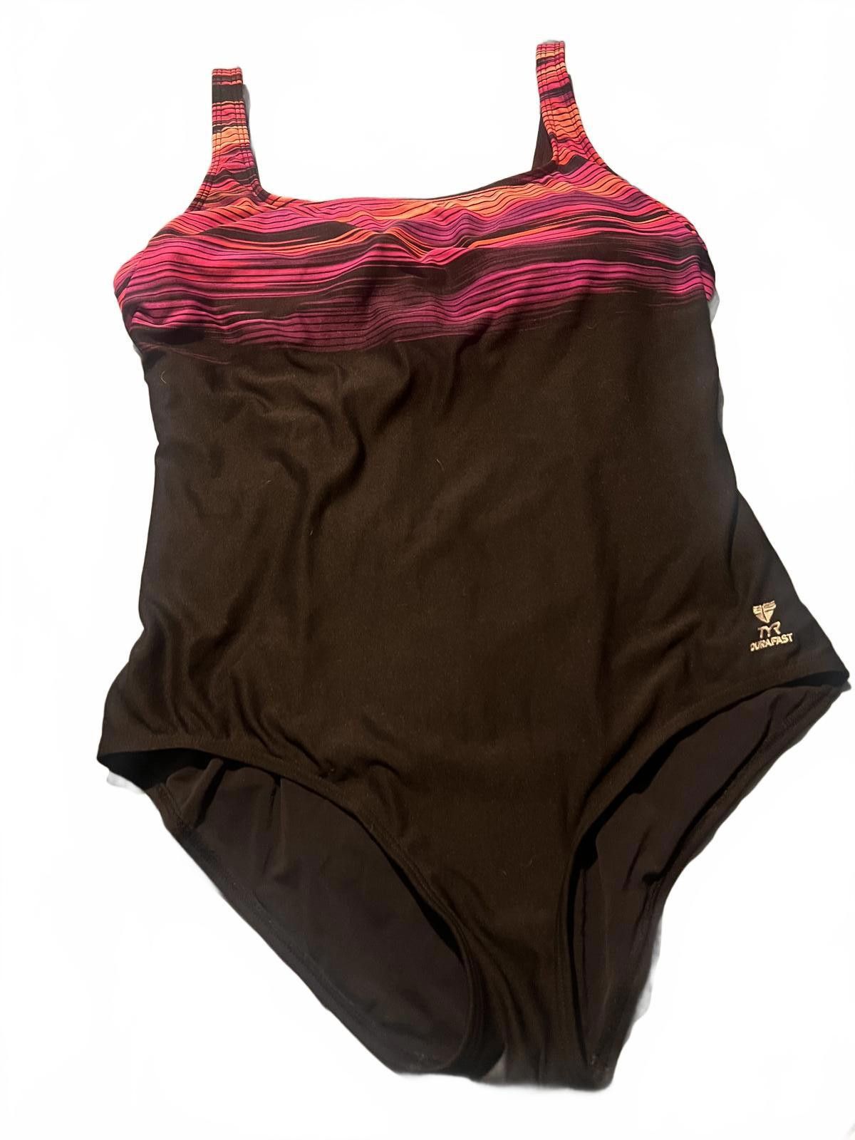 Charles Tyrwhitt TYR One-Piece Women's Swimsuit Black and Pink Striped Size ONE SIZE - 2 Thumbnail