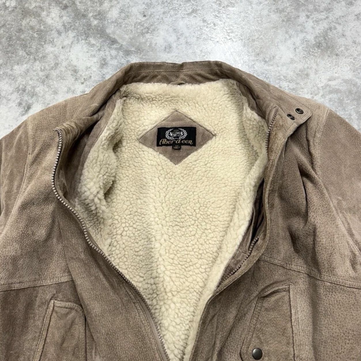 Vintage Vintage Aberdeen Jacket Mens 44 Brown Suede Bomber Sherpa Lined 90s Pigskin Zip Coat Size US S / EU 44-46 / 1 - 3 Thumbnail