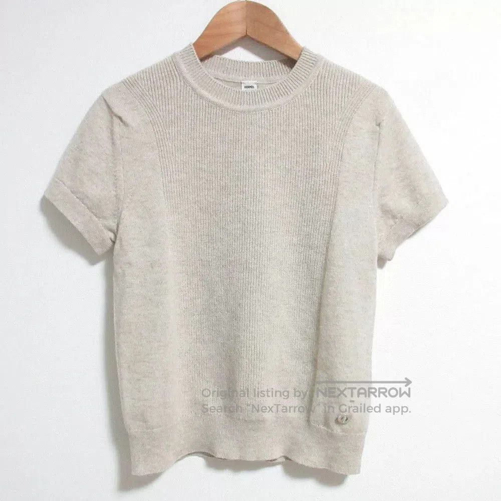 Hermes Hermes Beige Cashmere Short Sleeve Sweater. Size S / US 4 / IT 40 - 1 Thumbnail