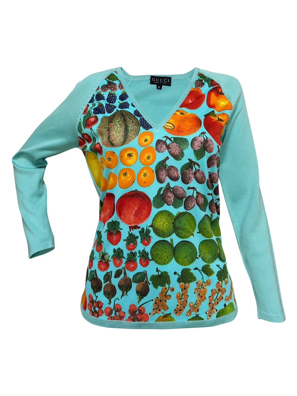 Gucci GUCCI Spring Summer 1996 Fruit Print V-neck Knit Pullover Size M / US 6-8 / IT 42-44 - 1 Thumbnail