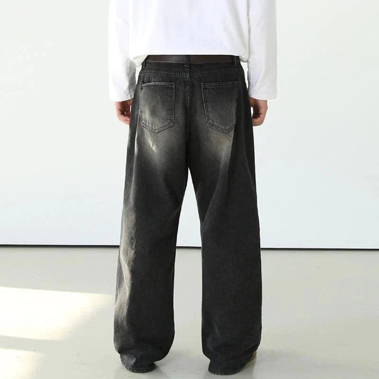Japanese Brand Washed Black Loose Jeans Size US 33 - 4 Thumbnail