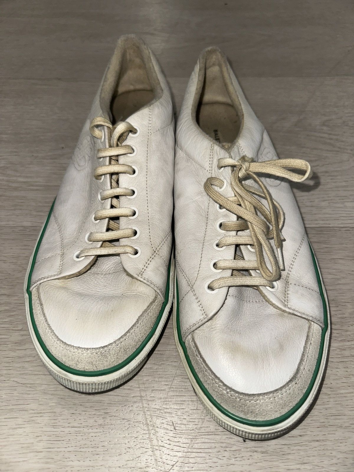 Balenciaga's Dirty Effect Distressed White Green Sneakers
