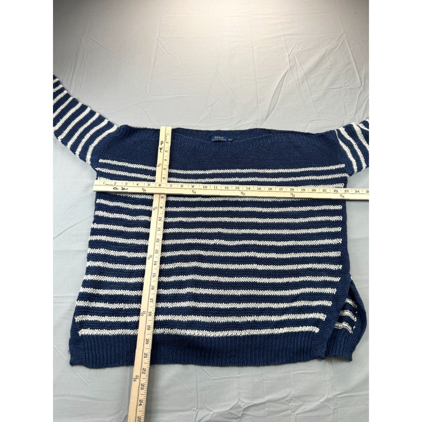 Polo Ralph Lauren Polo Ralph Lauren Sweater Knit Striped Navy Blue Boatneck Women M Casual Navy Size M / US 6-8 / IT 42-44 - 3 Thumbnail
