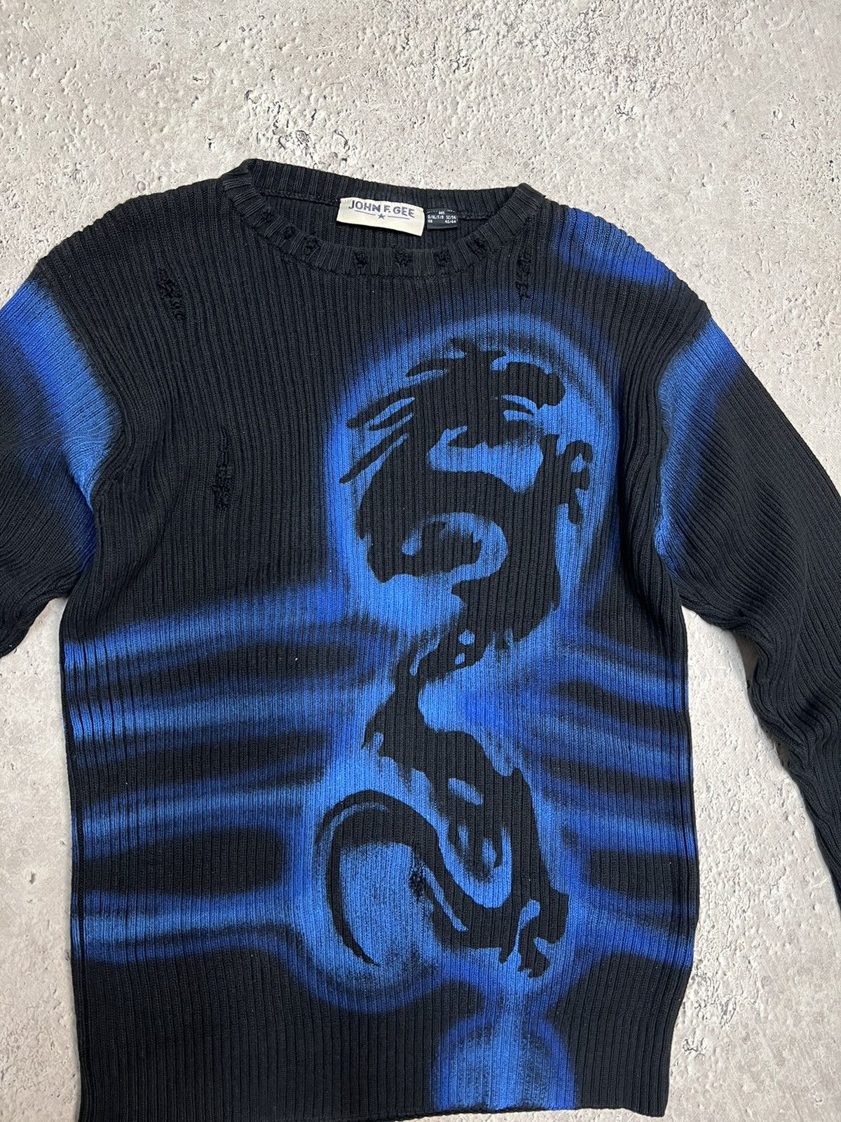 Diesel × Japanese Brand × Vintage Vintage Y2K Dragon gothic Distressed Faded Effect sweater Size US L / EU 52-54 / 3 - 7 Thumbnail
