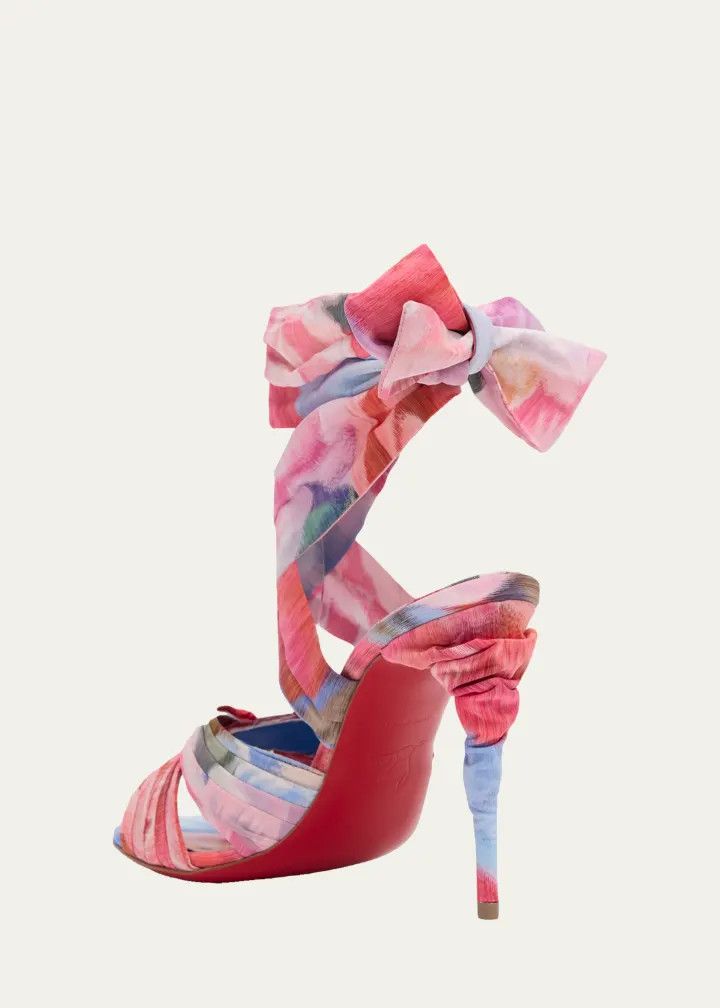 Christian Louboutin os11x0526 Affabula Floral Lace-Up 100mm Sandals Multicolor Size US 7 / IT 37 - 2 Thumbnail