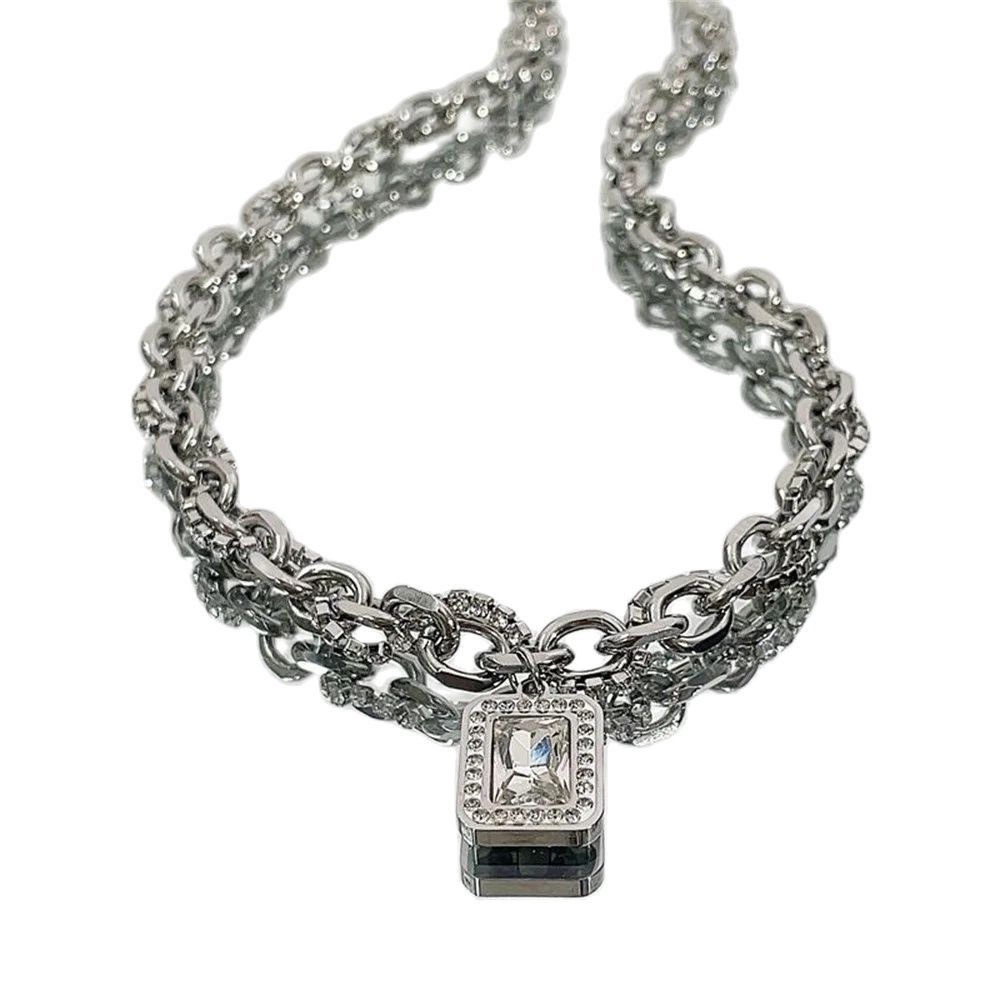 Jewelry Hip Hop Square Zircon Necklace Size ONE SIZE - 5 Thumbnail