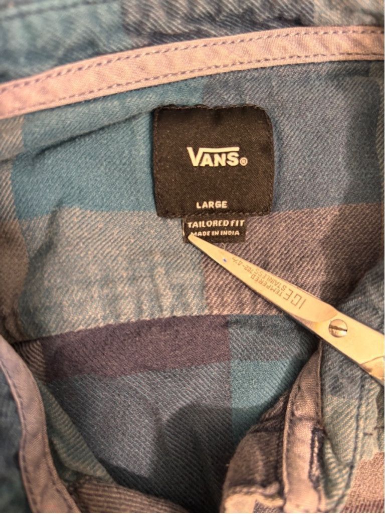 Vans Men's Vans Flannel Shirt Size L Blue Gray Plaid Size US L / EU 52-54 / 3 - 9 Thumbnail