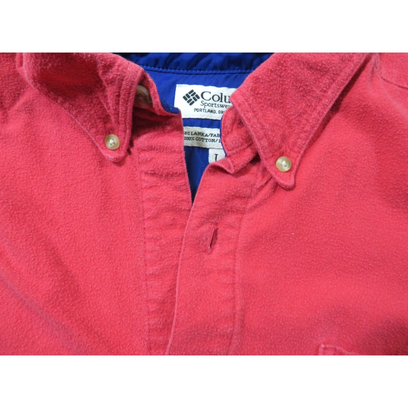 CLOT VINTAGE Columbia Button-Up Shirt Mens XL Red Flannel Chamois Cloth Cotton 90s Workwear Button Embroidered Size US XL / EU 56 / 4 - 5 Thumbnail