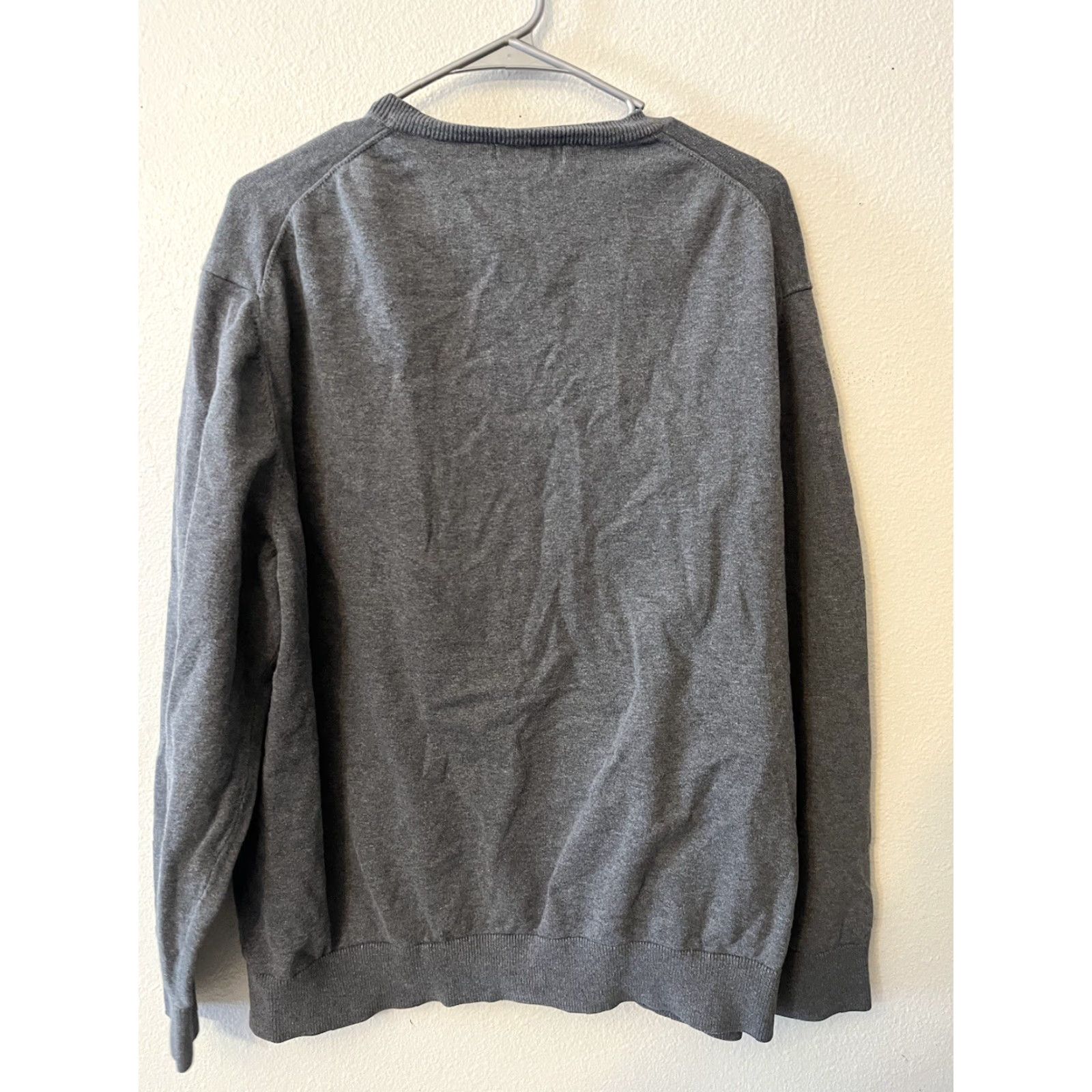 Nautica Nautica Men's XXL Gray Textured V-Neck Long Sleeve Sweater 100% Cotton Knit Style Classic Modern Size US XXL / EU 58 / 5 - 2 Thumbnail