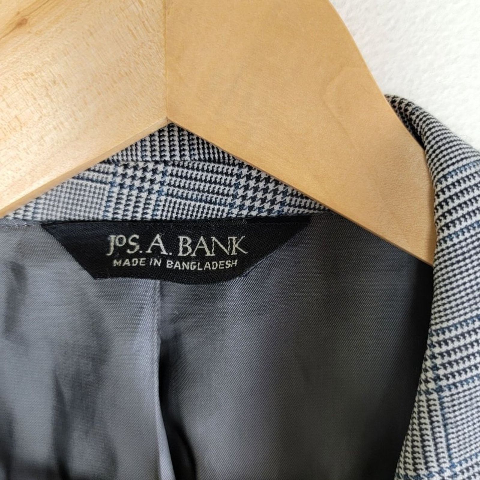Jos. A. Bank Jos A Bank Plaid Houndstooth Wool Suit Blazer Sport Coat 40S Size 40S - 8 Thumbnail
