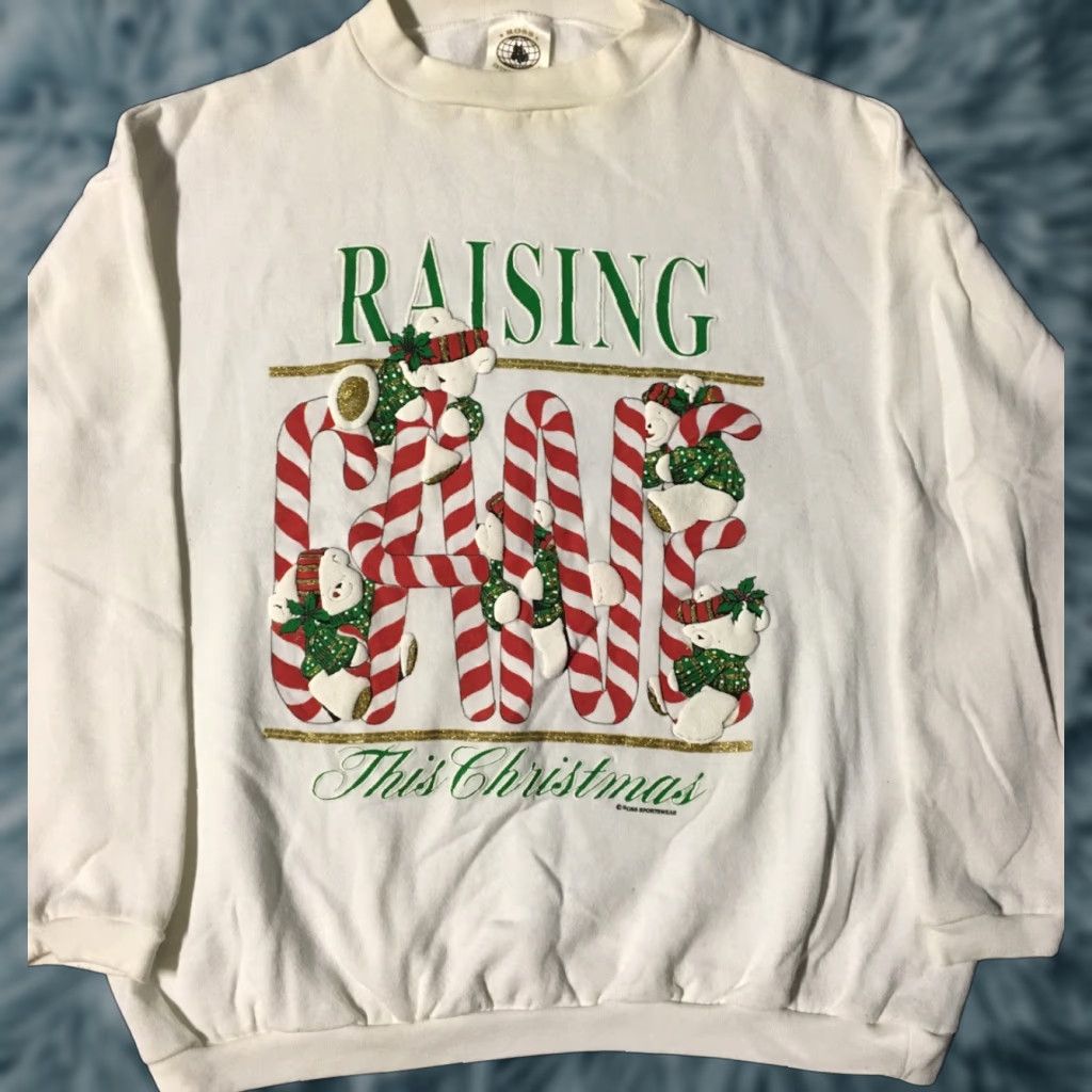 Vintage VINTAGE Christmas Bears Candy Cane Sweatshirt L Adults White 90s 80s USA Ross Sportswear Men Pullover Cartoon Holiday Art Christmas Bears Size US L / EU 52-54 / 3 - 1 Thumbnail
